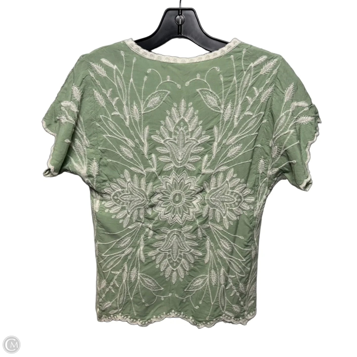 Embroidered Top Short Sleeve By Soft Surroundings In Green, Size: Xs