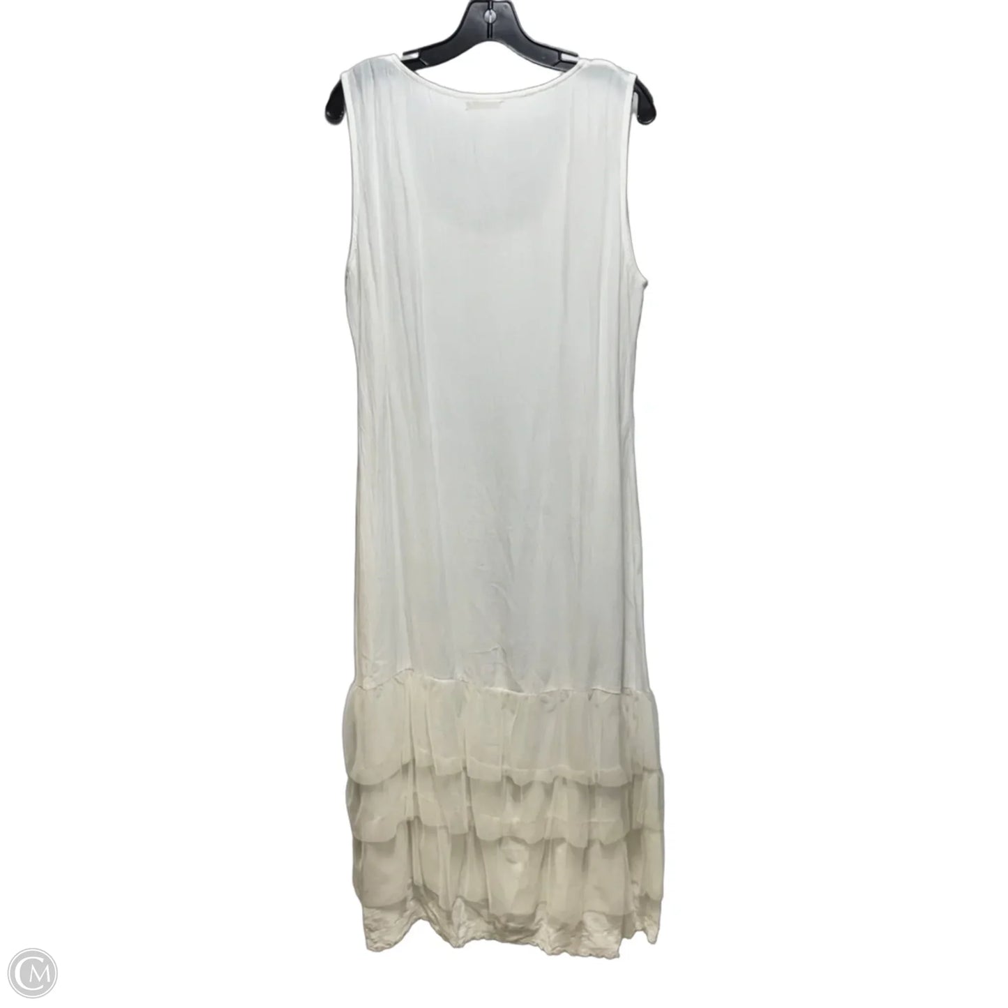 Tulle Trim Dress Casual Maxi By Nataya In White, Size: L