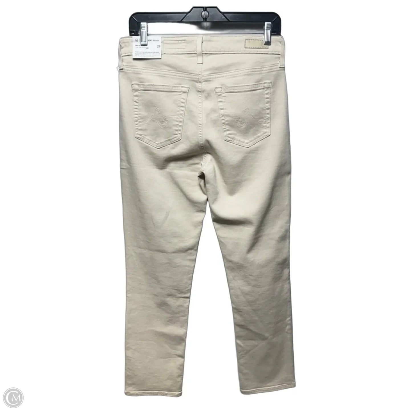 Mari High Rise Slim Crop Jeans Straight By Adriano Goldschmied In Cream Denim, Size: 8/29