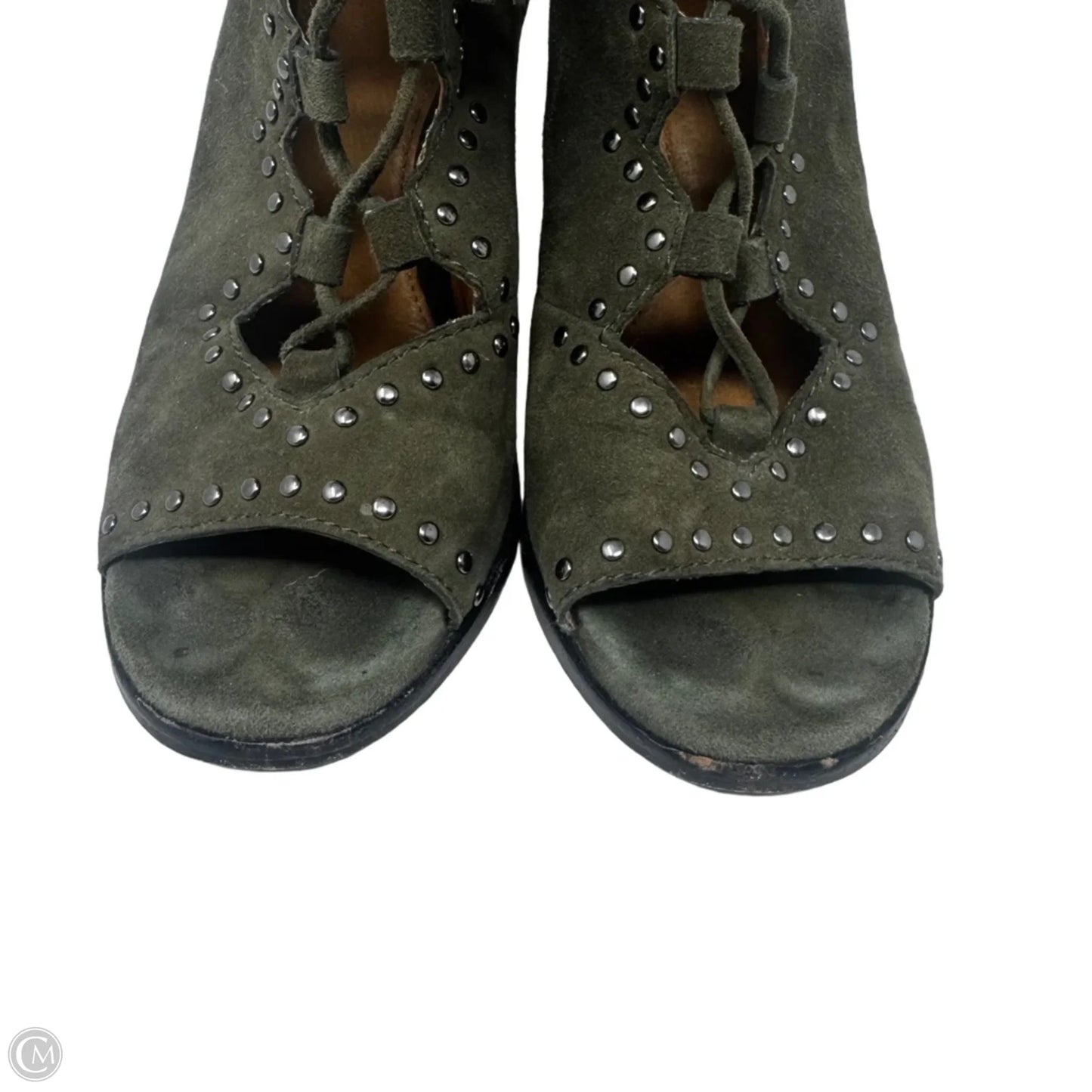 Studded Suede Lace Up Shoes Designer By Frye In Green, Size: 7