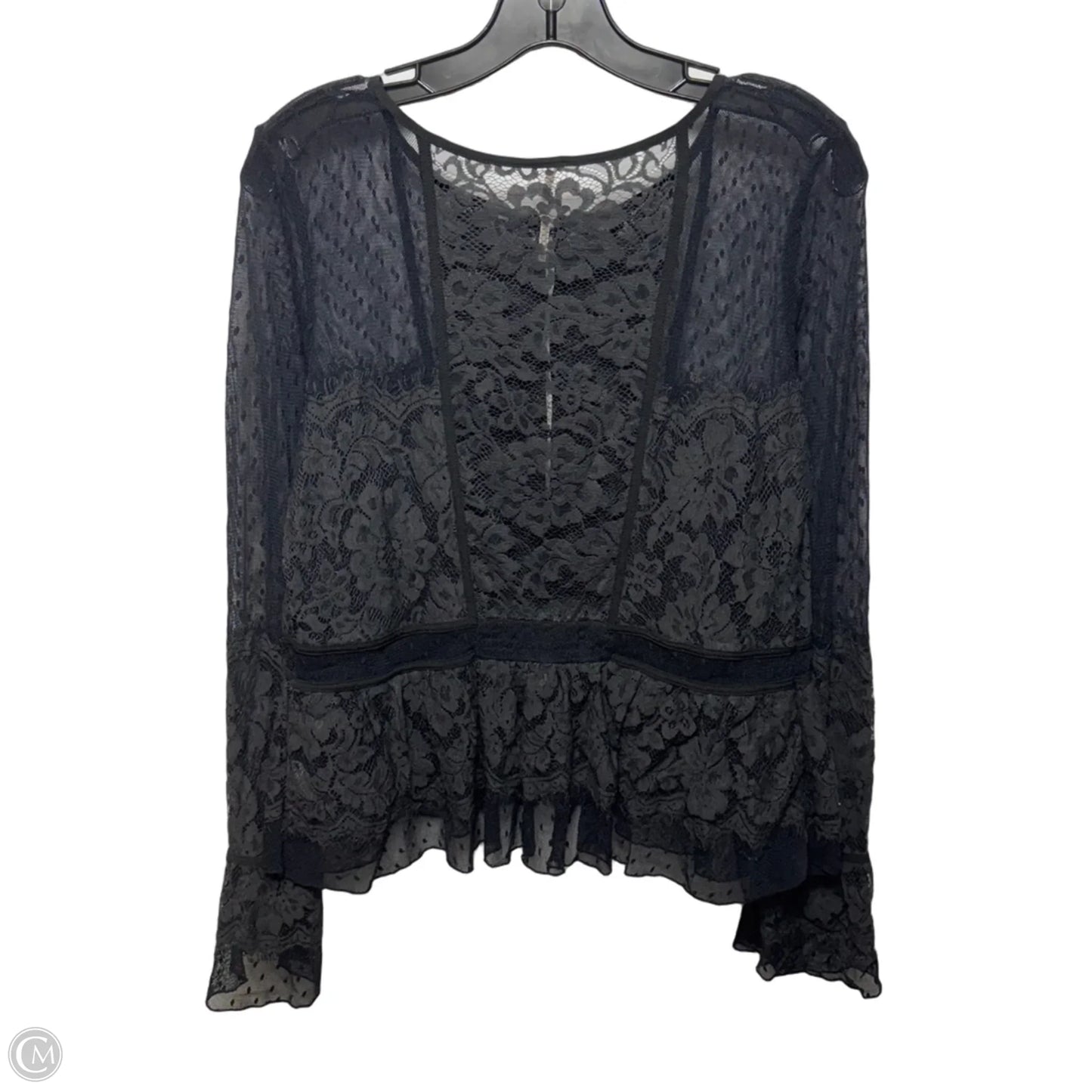 Lace Top Long Sleeve By Free People In Black, Size: M