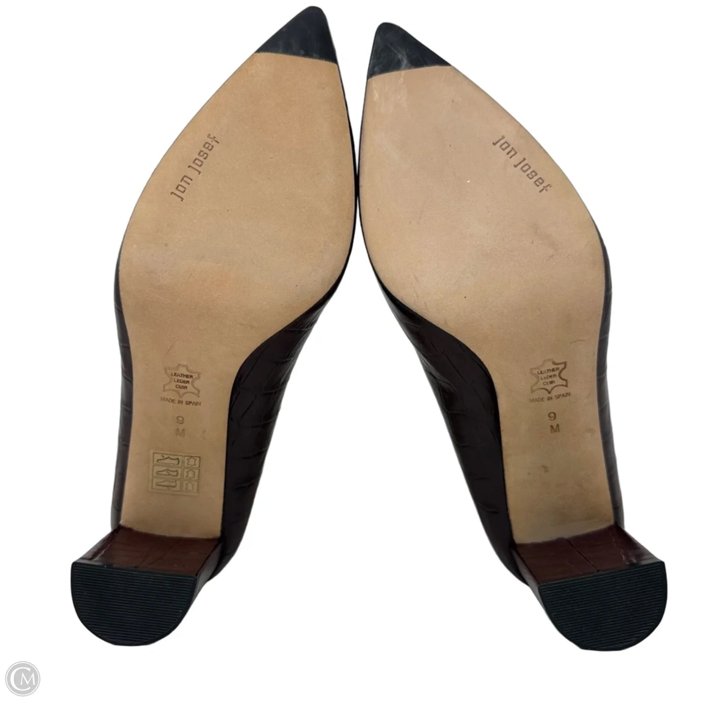 Jasmine Croc Embossed Leather Block Heel Pumps By Jon Josef In Dark Wine, Size: 9
