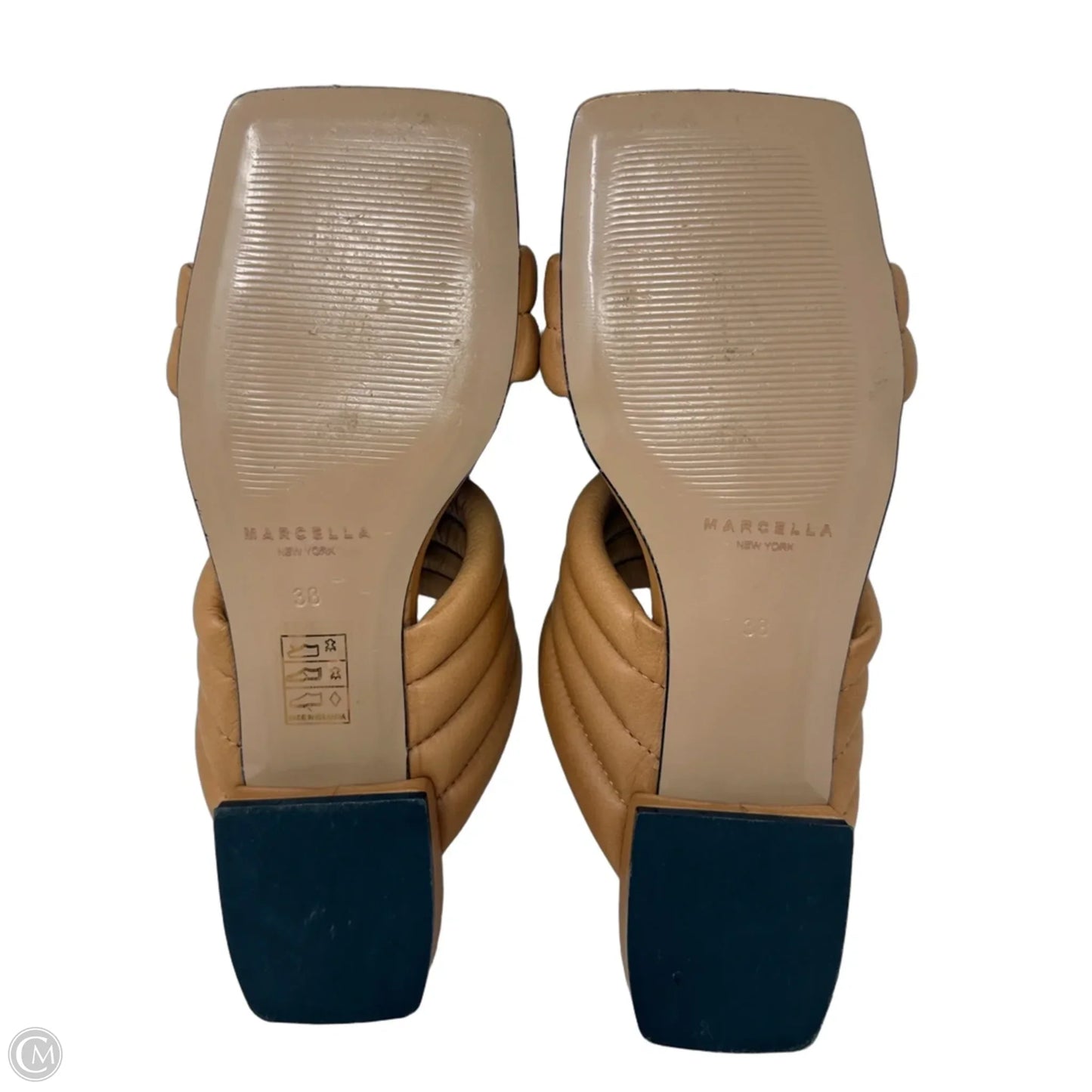 Korin European Puffy Leather Slide Sandals By Marcella In Tan, Size: 8 (EU 38)