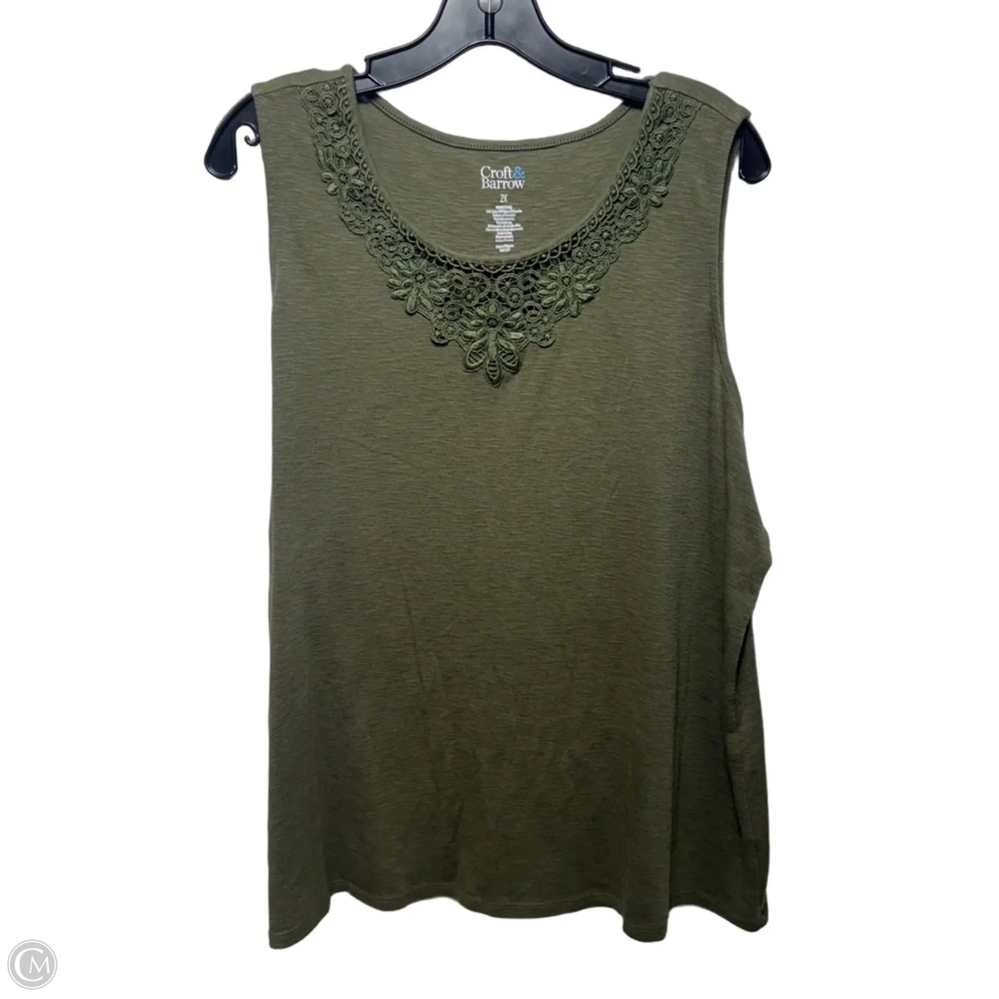 Top Sleeveless By Croft And Barrow In Green, Size: 2x