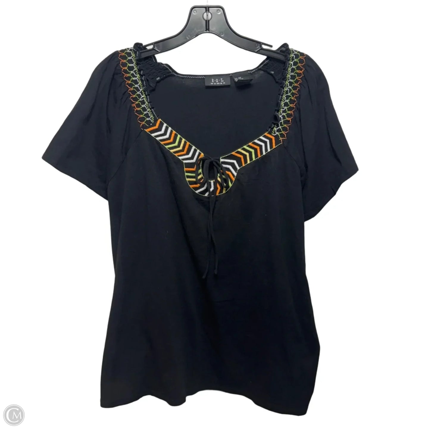 Top Short Sleeve By Rqt In Black, Size: 3x