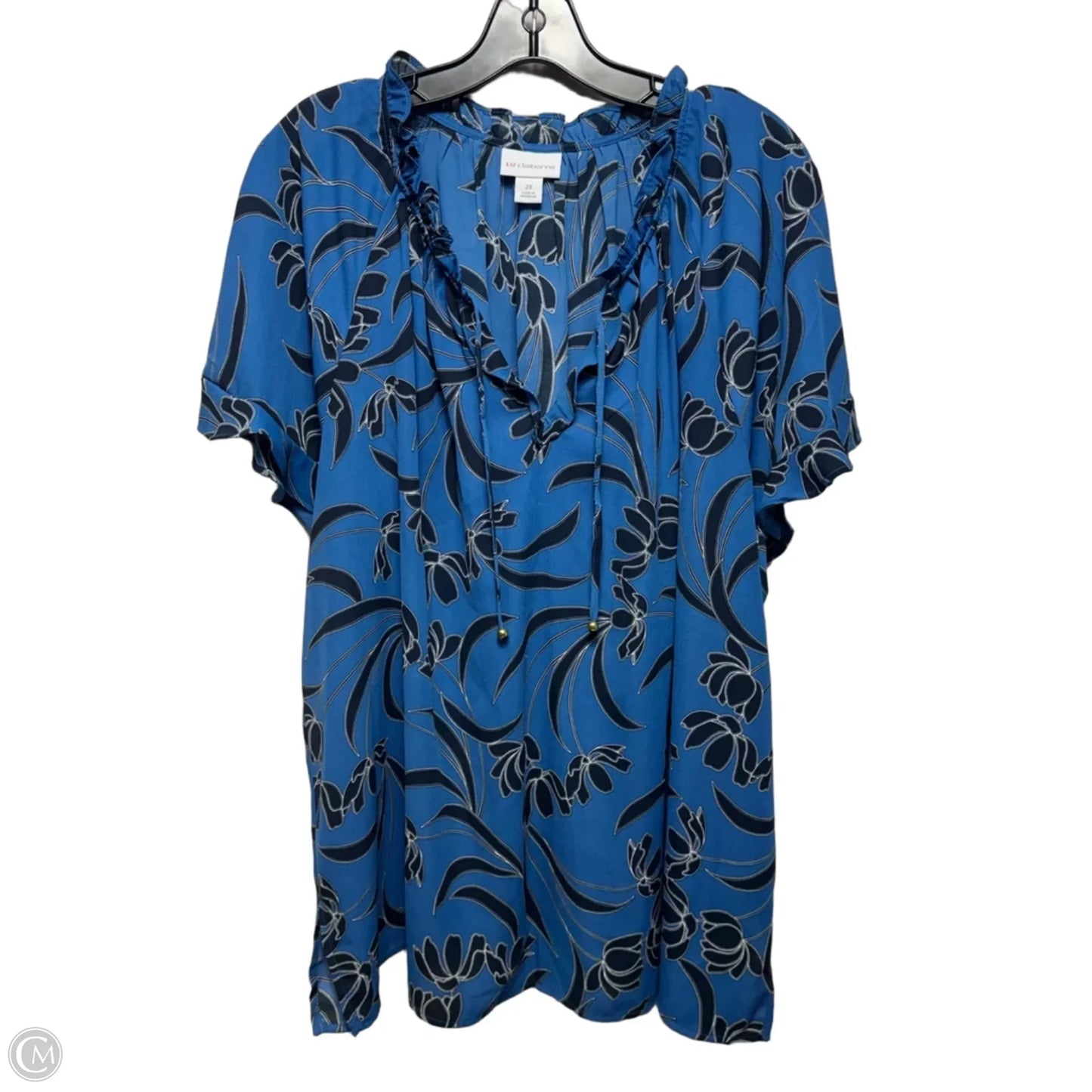Top Short Sleeve By Liz Claiborne In Floral Print, Size: 2x