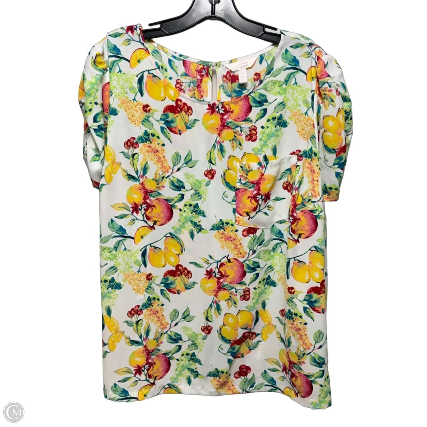 Top Short Sleeve By Lc Lauren Conrad In Floral Print, Size: 1x