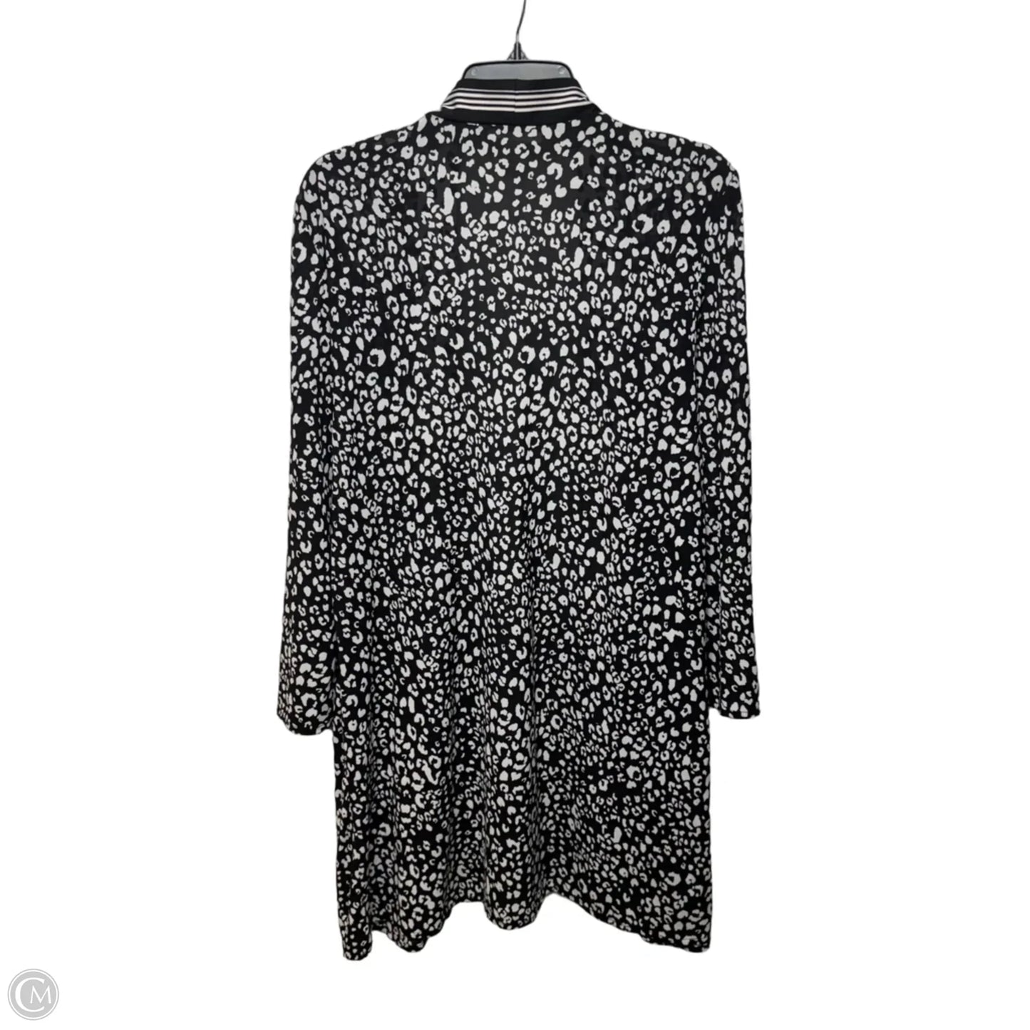 Leopard Print Open Front Sheer Cardigan By Nygard Peter In Black & White, Size: L