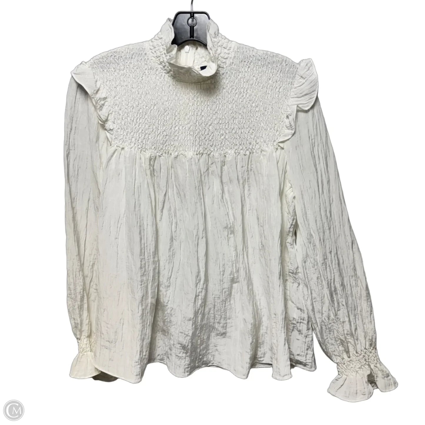 Smocked Top Long Sleeve By French Connection In White, Size: M