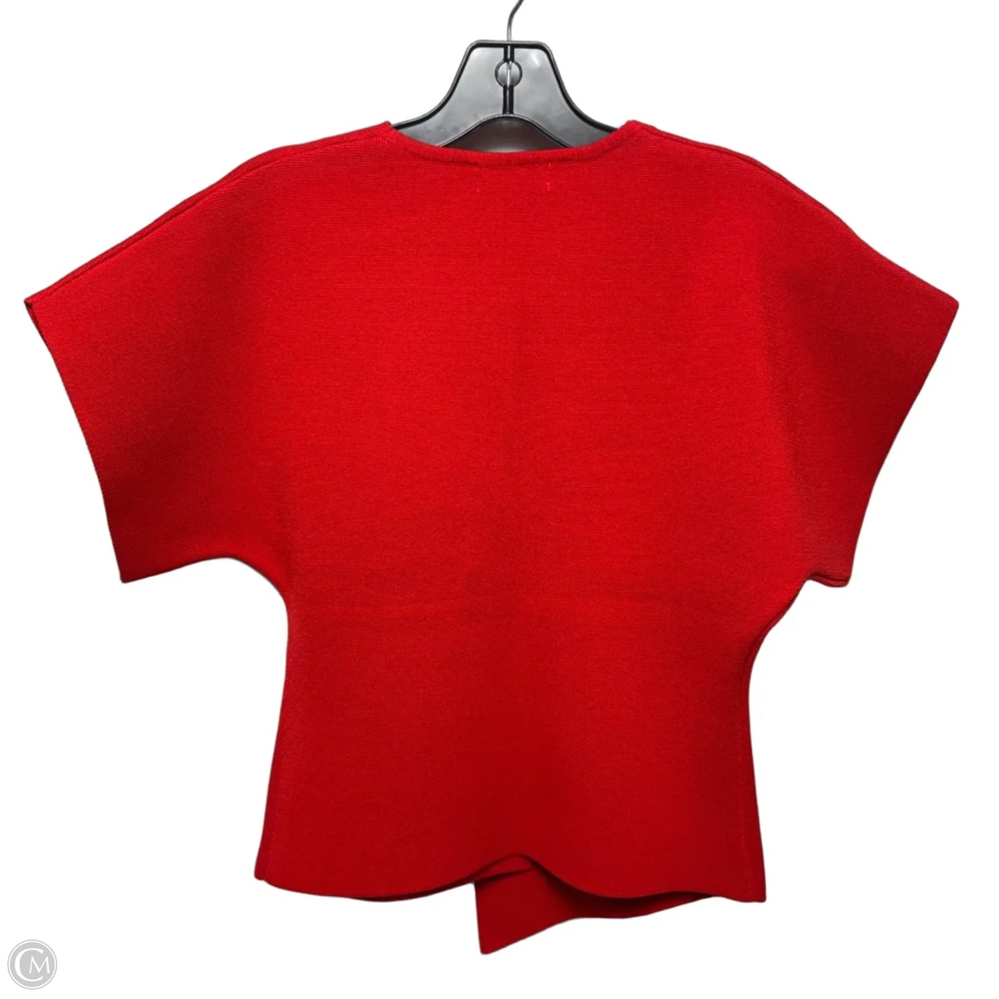 Gold Button Short Sleeve Sweater Cardigan By My Chic In Red, Size: S