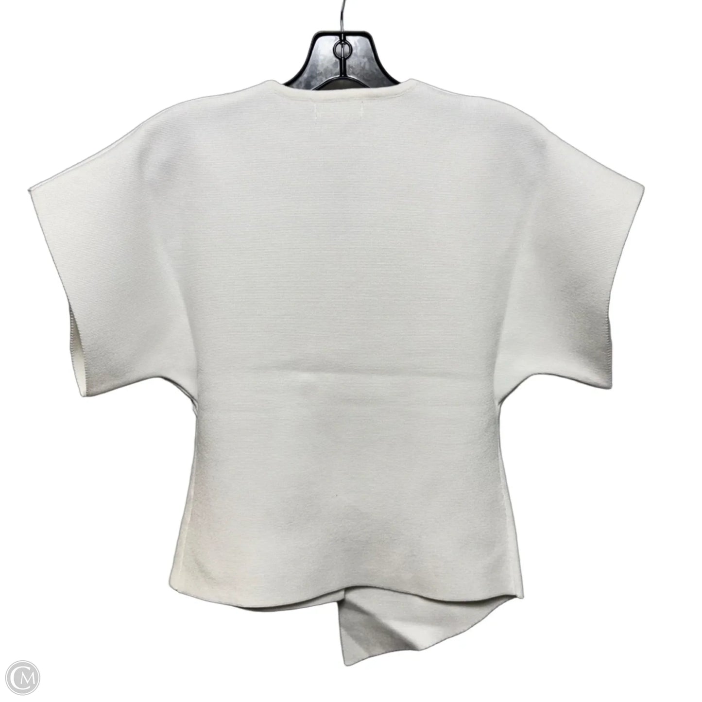 Gold Button Short Sleeve Sweater Cardigan By My Chic In White, Size: S