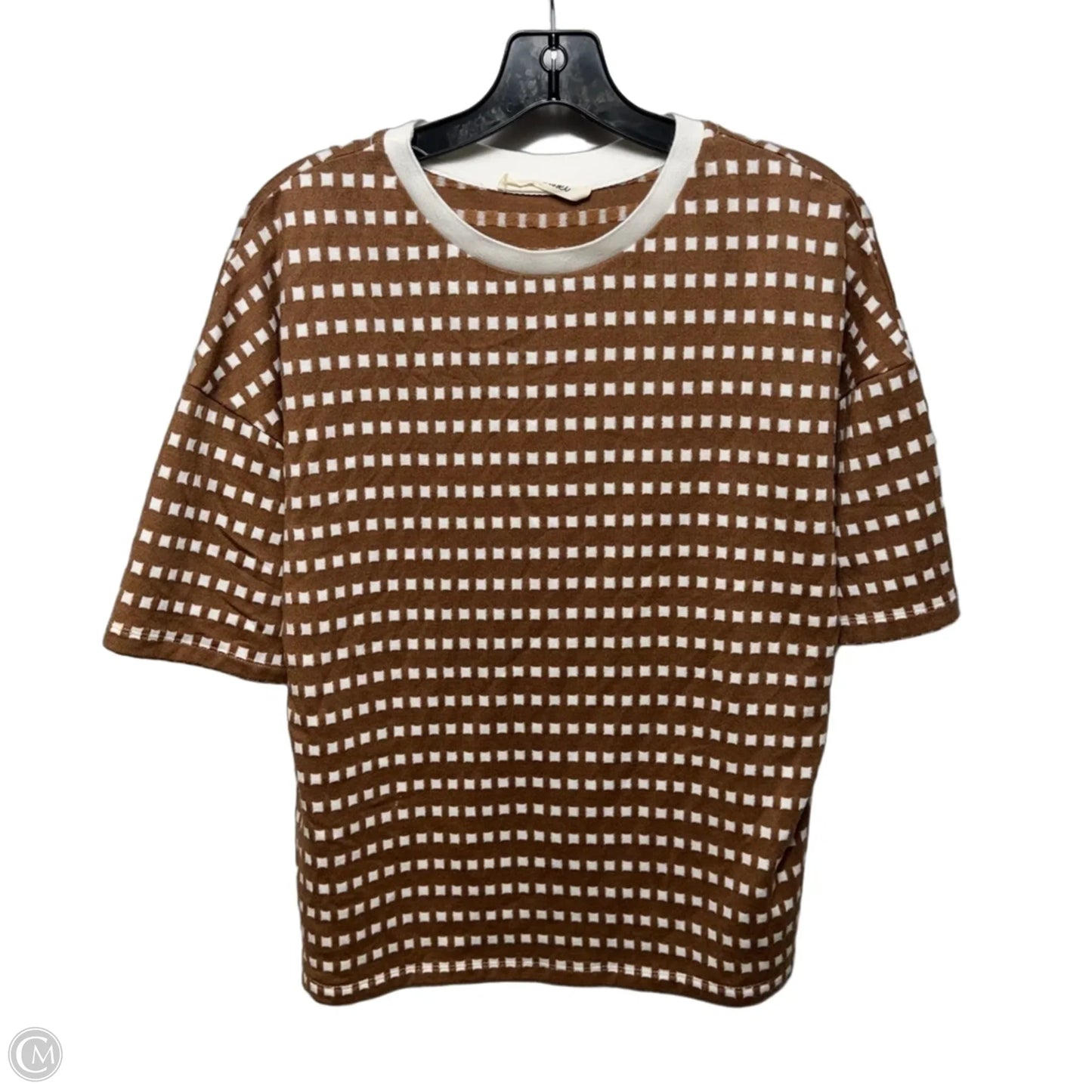 Top Short Sleeve By Blue Tassel In Brown & White, Size: M ESTIMATED
