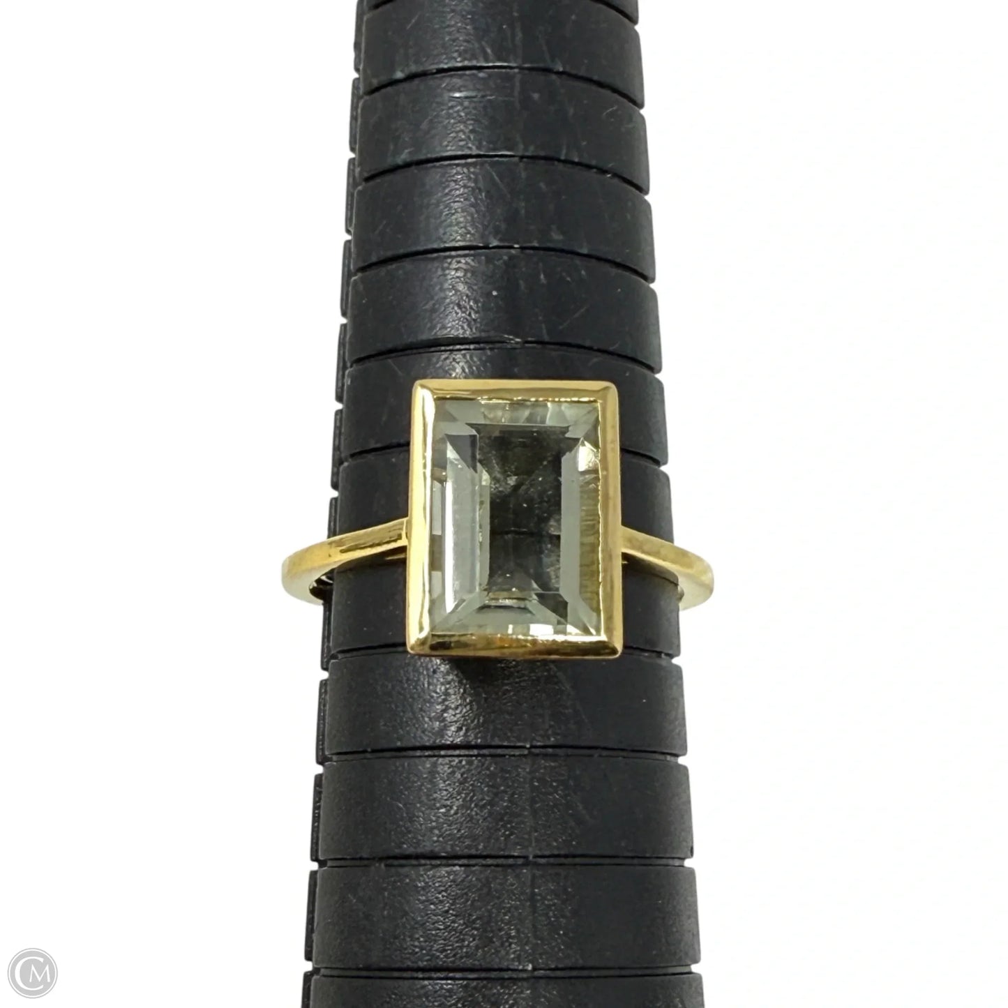 Brass & Green Stone Statement Ring, Size: 8