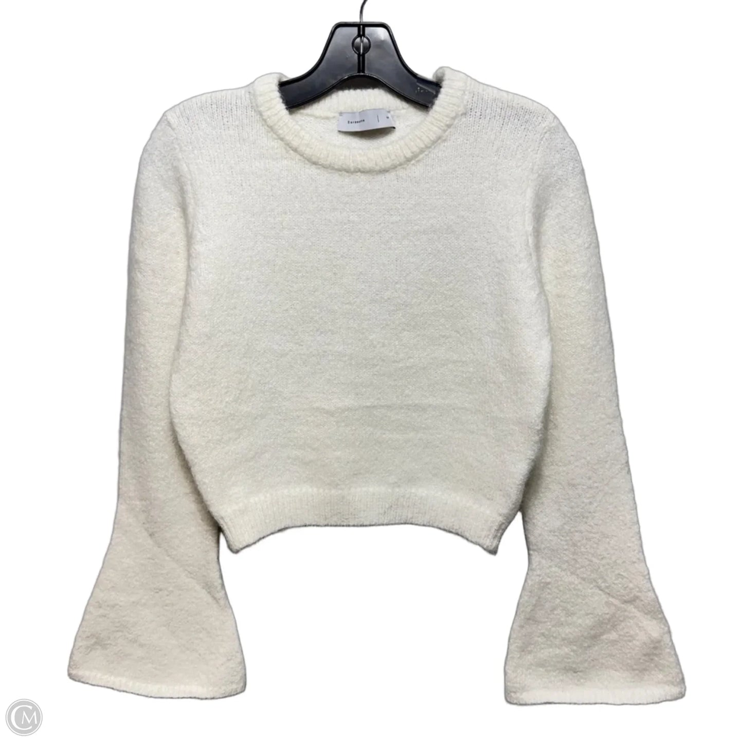 Bell Sleeve Cropped Sweater By Serenette In Cream, Size: M