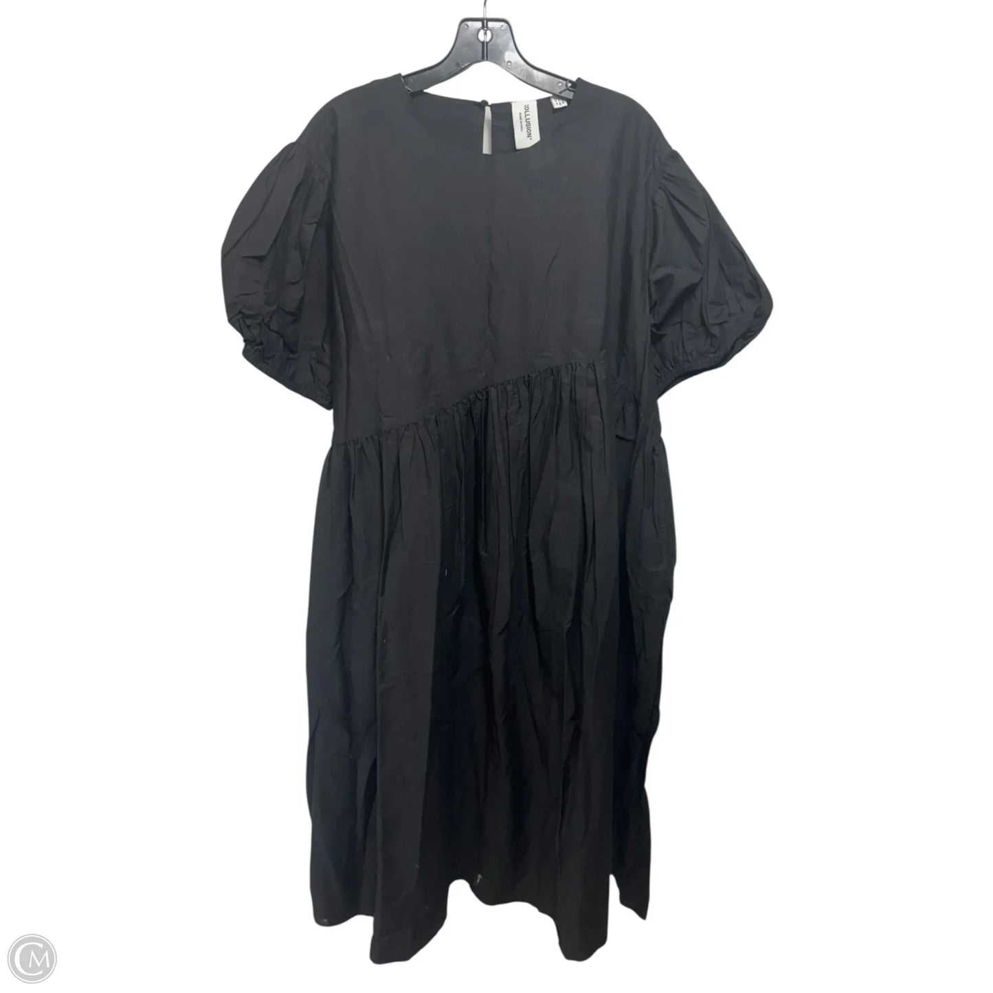 Asymmetric Waist Midi Smock Dress By Asos In Black, Size: 14