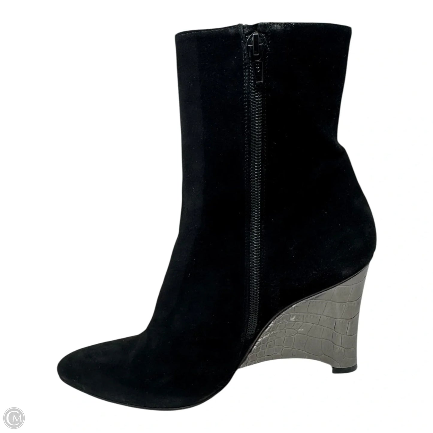 Boots Designer By Stuart Weitzman In Black & Silver, Size: 9.5