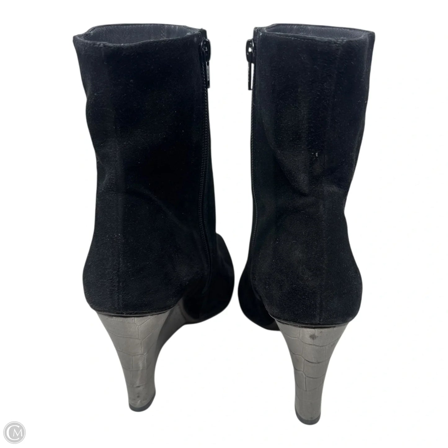 Boots Designer By Stuart Weitzman In Black & Silver, Size: 9.5