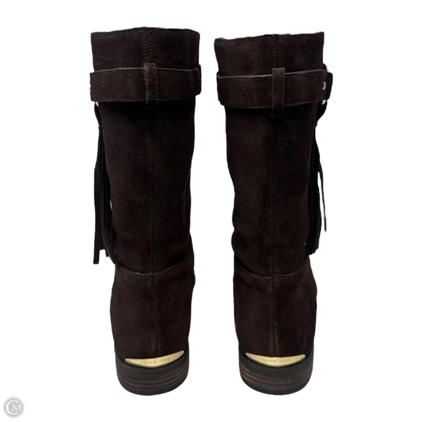 Rhea Suede Fringe Boot Designer By Michael Kors In Brown, Size: 10