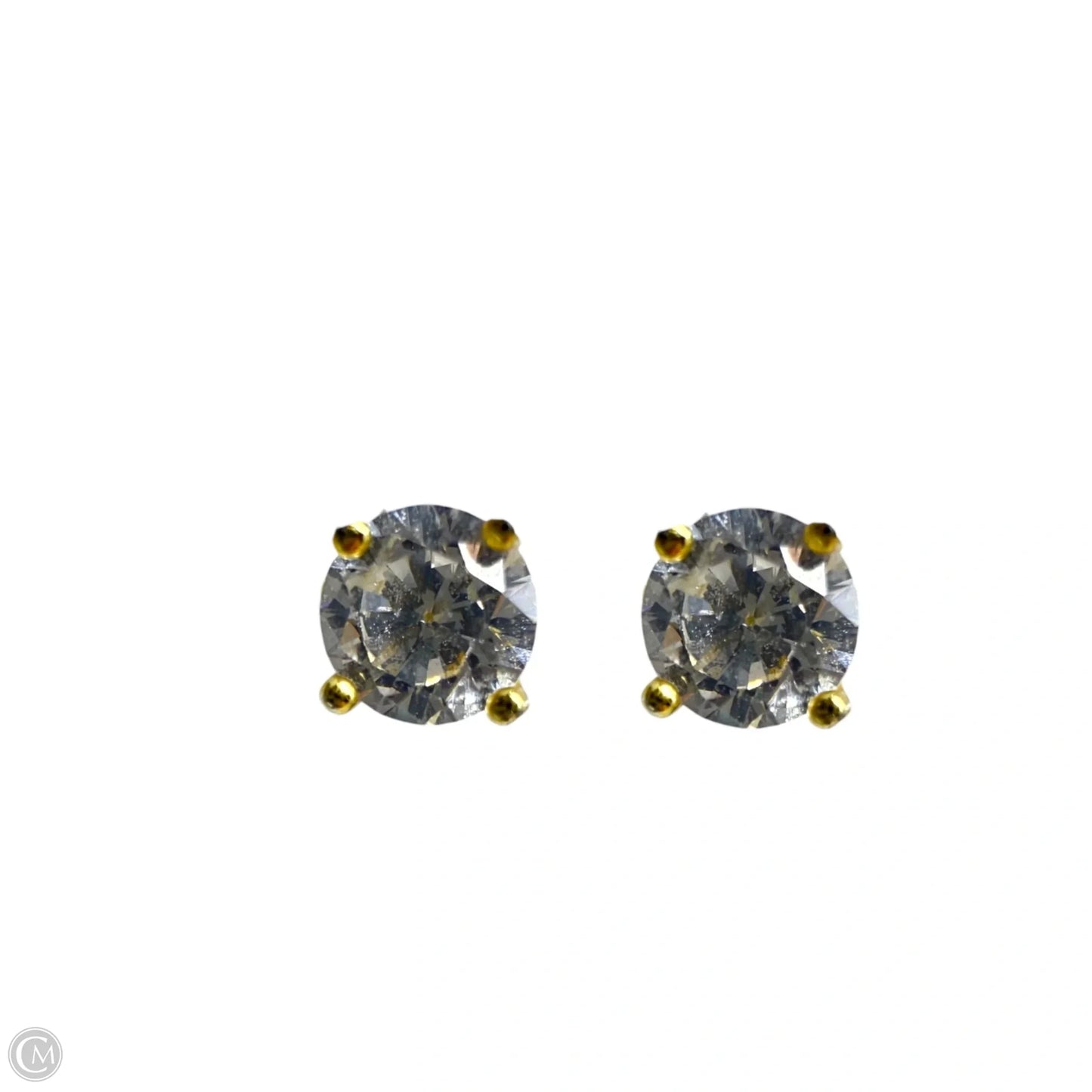 Gold Over Sterling Crystal Solitaire Stud Earrings