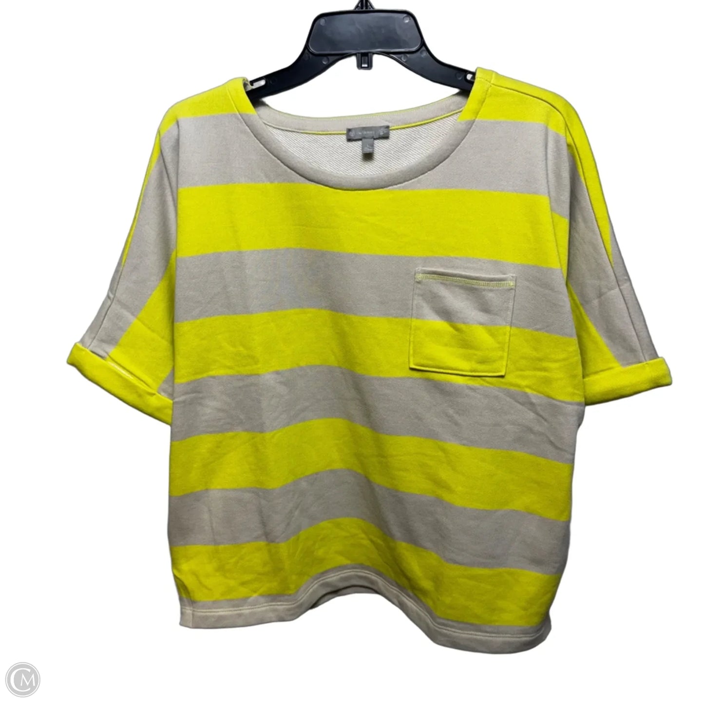 UPF 50+ Top Short Sleeve By Talbots In Tan & Yellow, Size: L