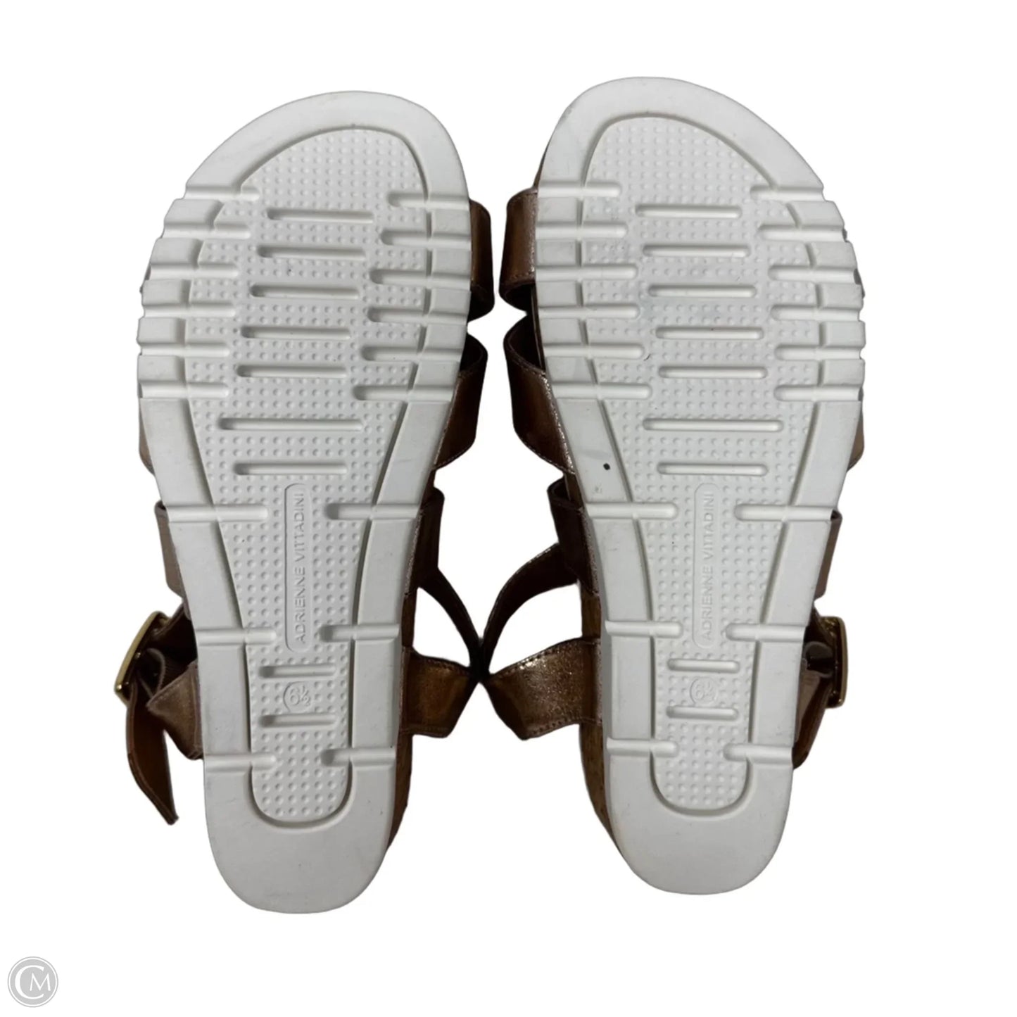 June Metallic Cork Wedge Sandals By Adrienne Vittadini In Rose Gold, Size: 6.5