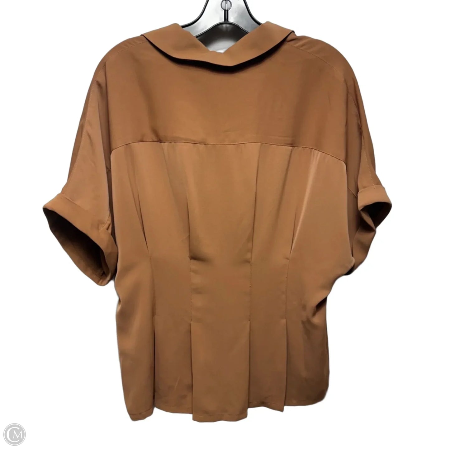 Waist Pleat Top Short Sleeve By Adrianna Papell In Brown, Size: L