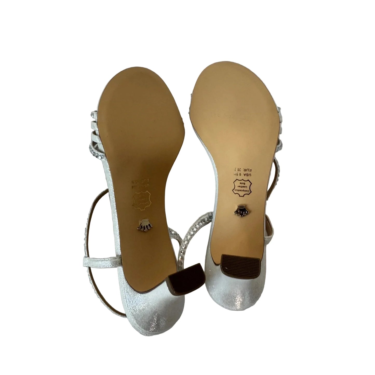 Sandals Heels Block By Nina In Silver, Size: 6.5