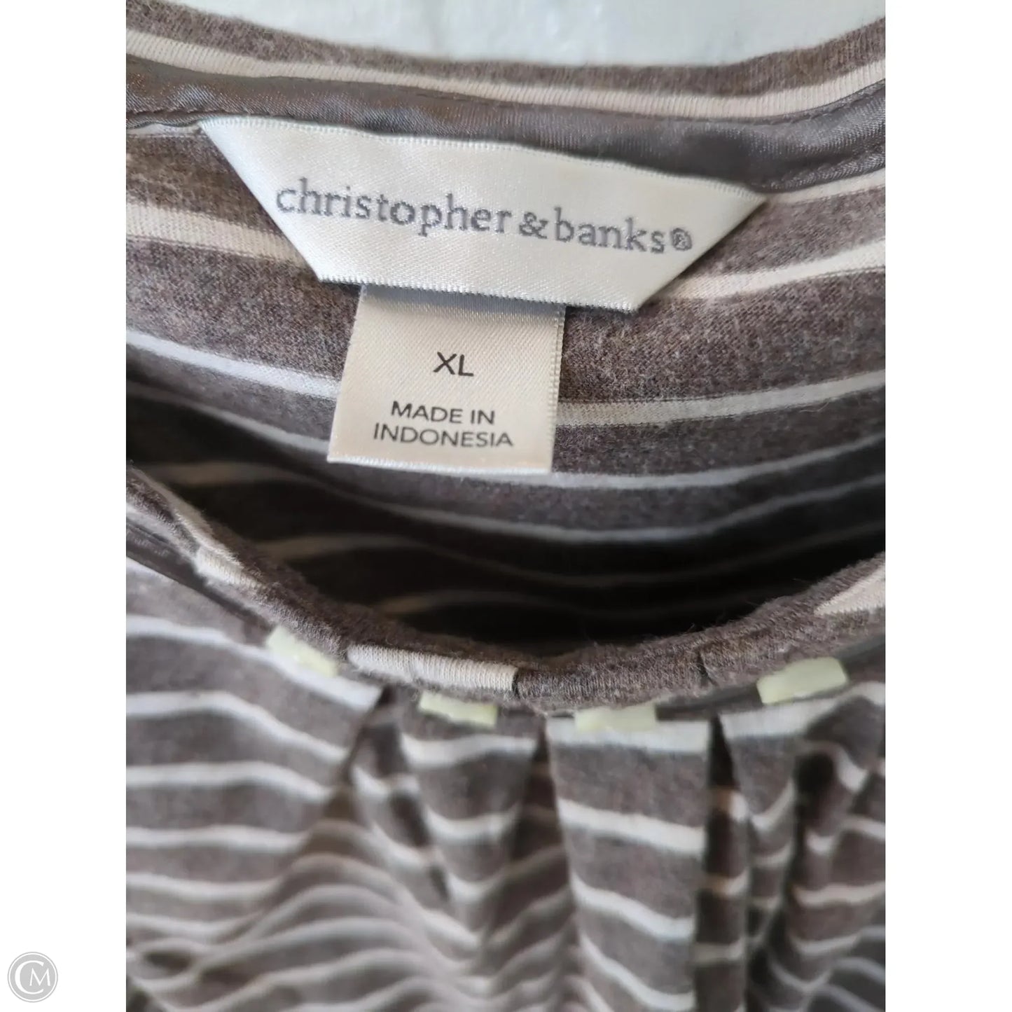 Top 3/4 Sleeve By Christopher And Banks In Brown & Cream, Size: Xl