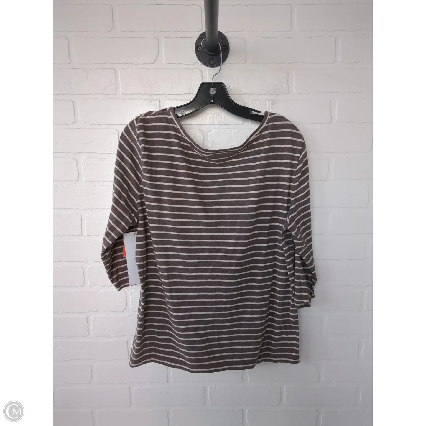 Top 3/4 Sleeve By Christopher And Banks In Brown & Cream, Size: Xl