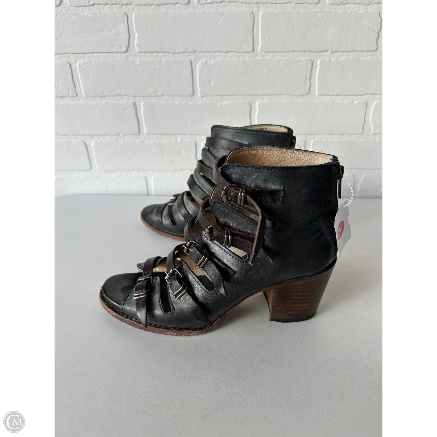 Boots Ankle Heels By Freebird In Black & Brown, Size: 9