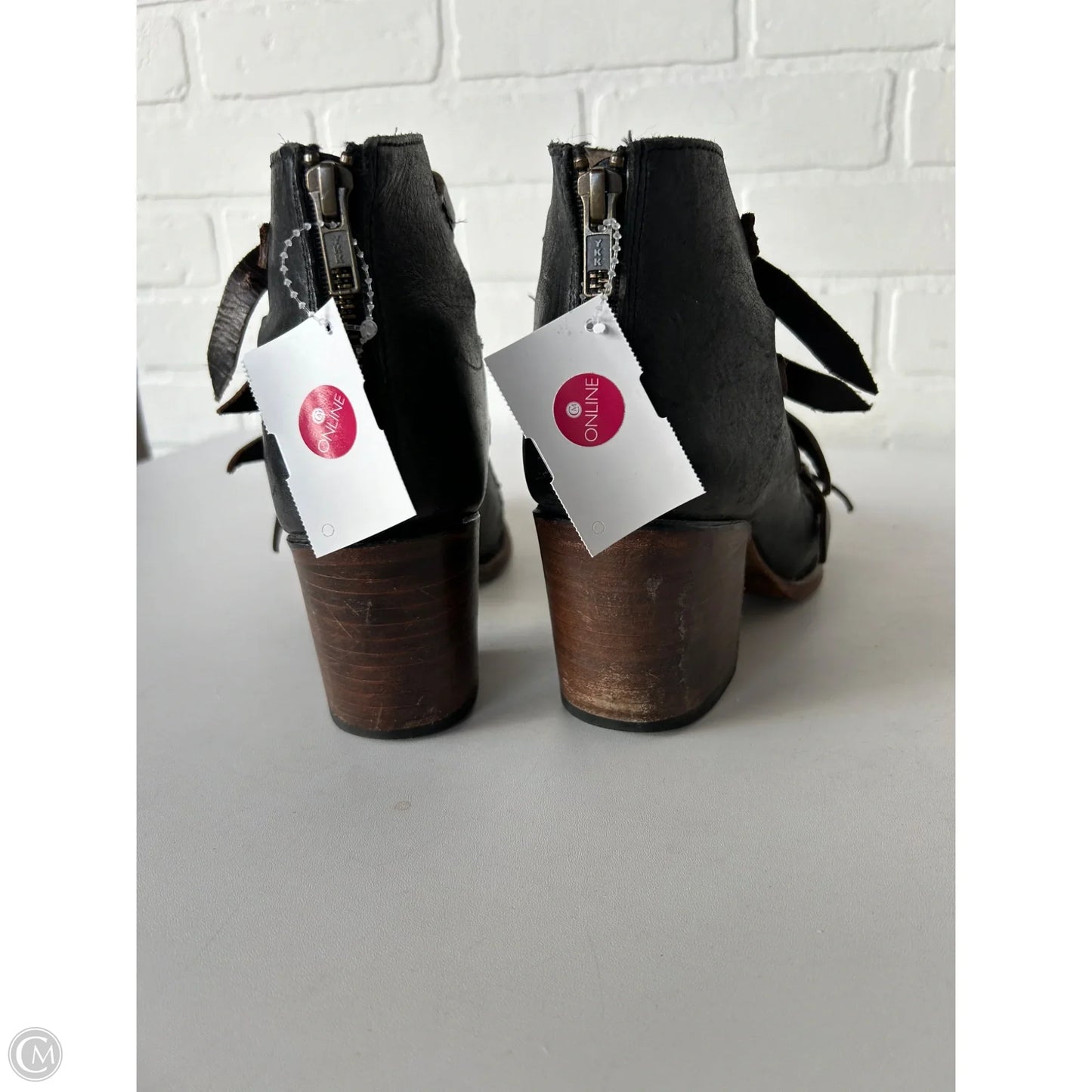 Boots Ankle Heels By Freebird In Black & Brown, Size: 9