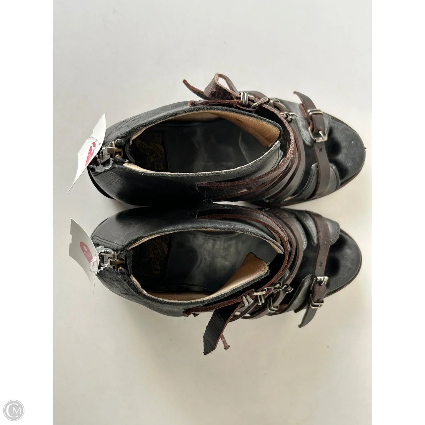 Boots Ankle Heels By Freebird In Black & Brown, Size: 9