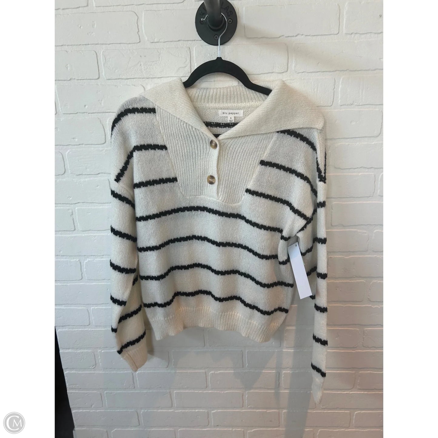 Sweater By Blu Pepper In Black & White, Size: S