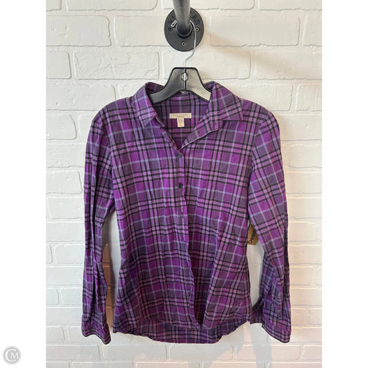 Top Long Sleeve Luxury Designer By Burberry In Black & Purple, Size: Xs