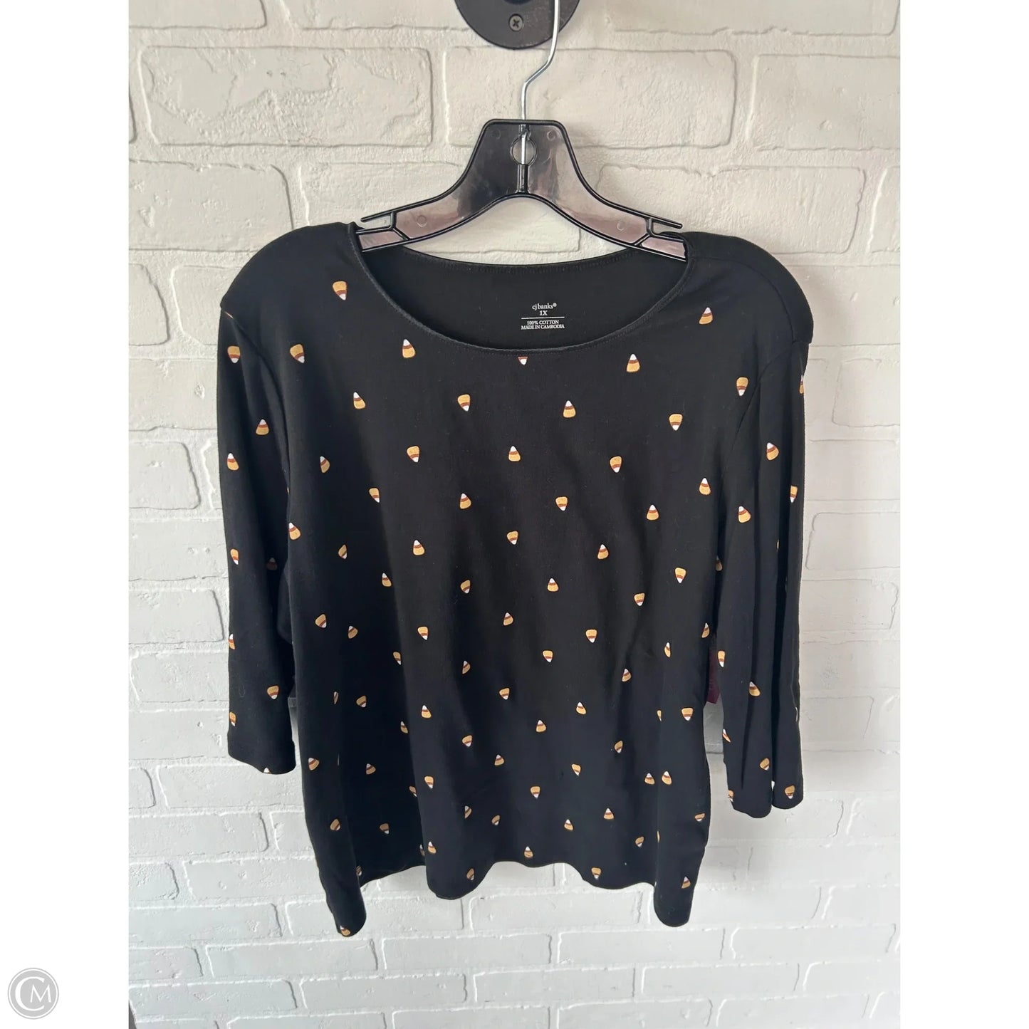 Top Short Sleeve By Cj Banks In Black & Yellow, Size: 1x