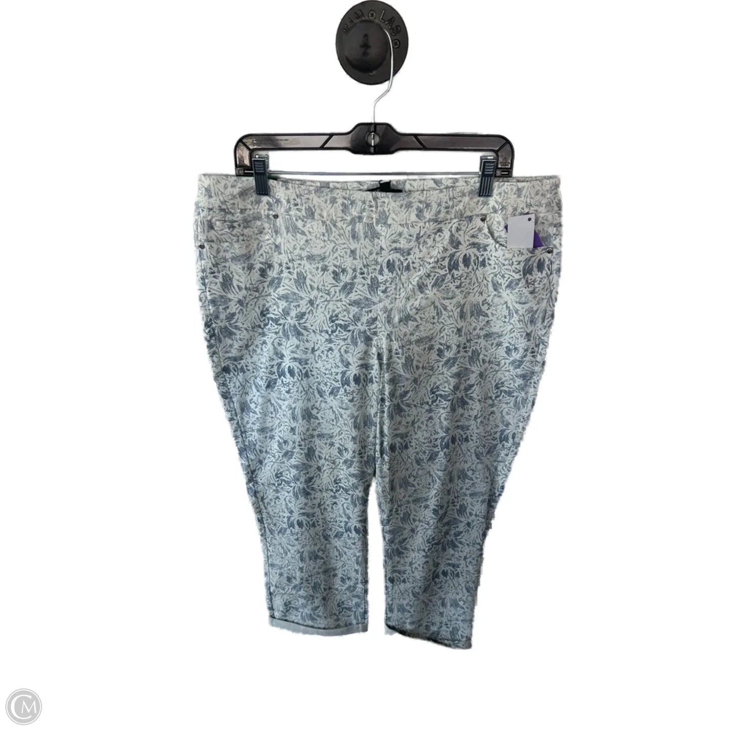 Capris By Mario Serrani In Blue & White, Size: 16