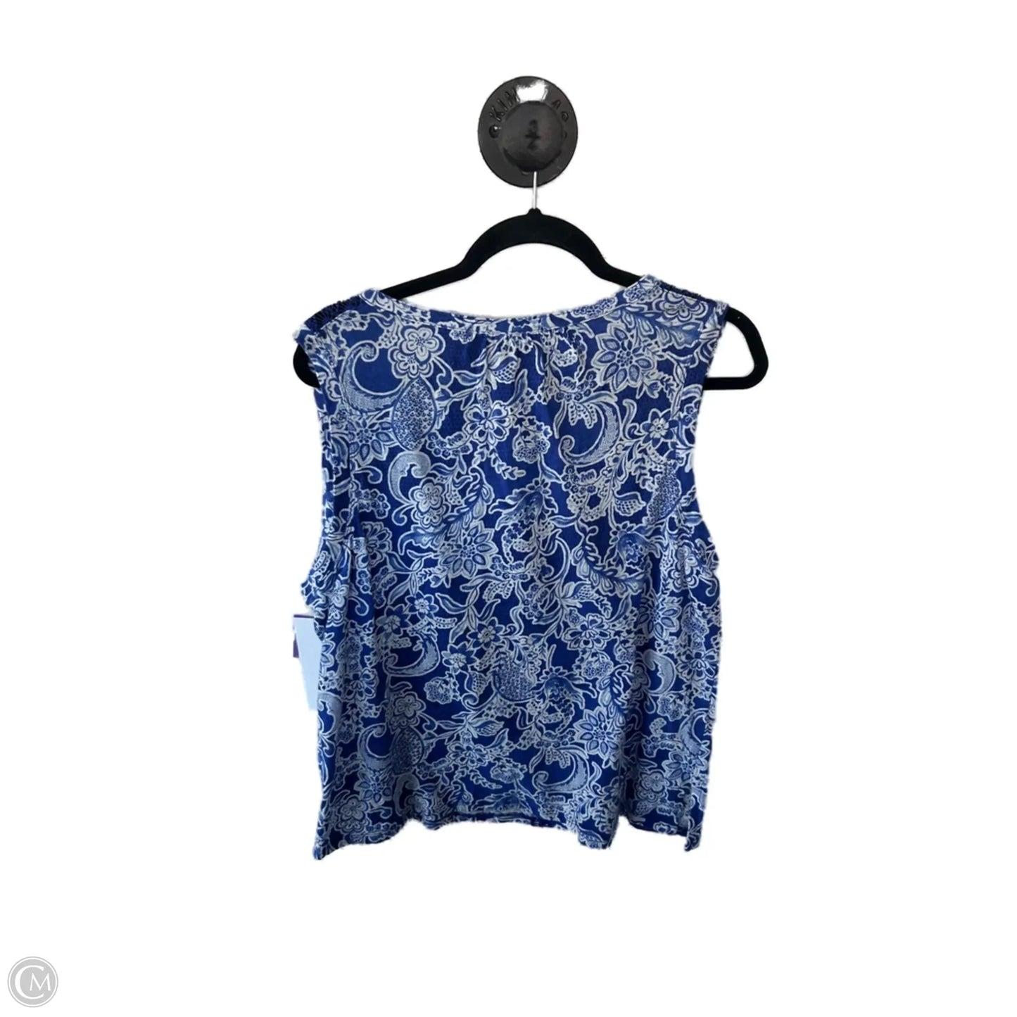 Top Sleeveless By Rafaella In Blue & White, Size: Xxl