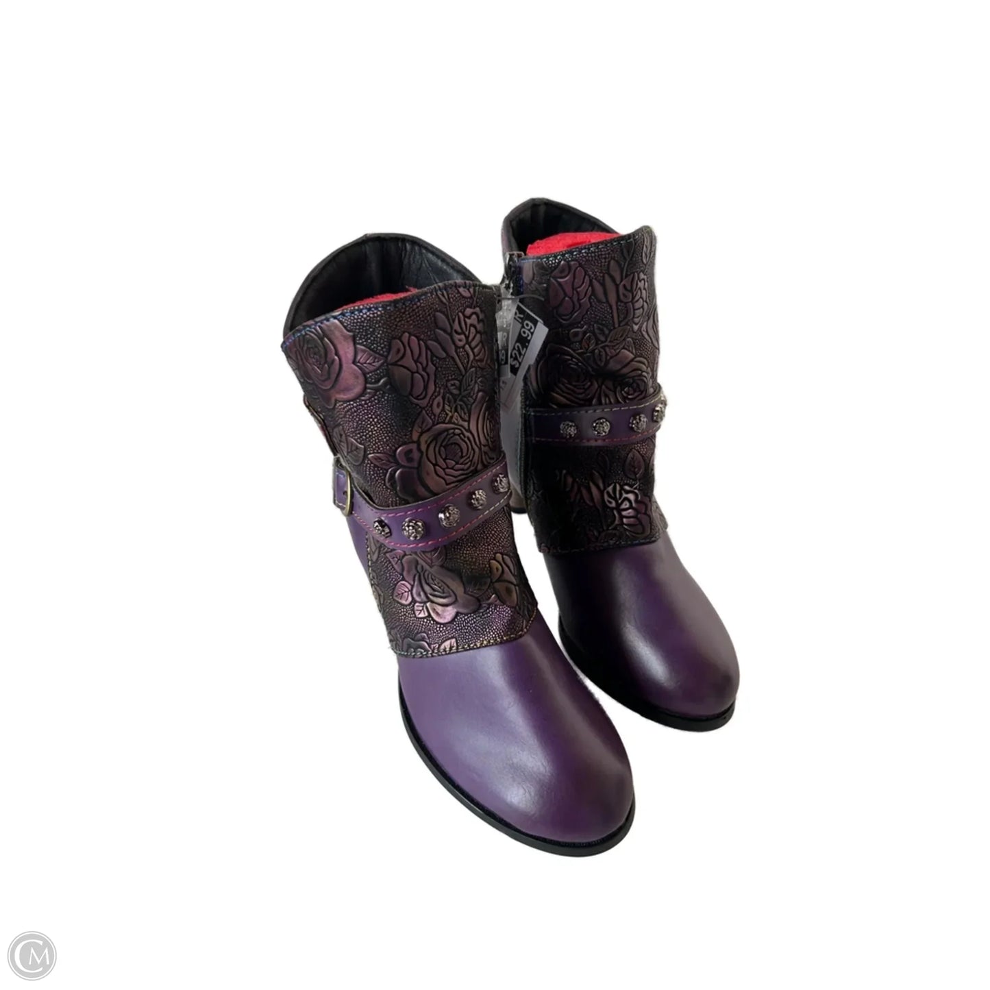 Boots Ankle Heels By Cme In Purple, Size: 7.5