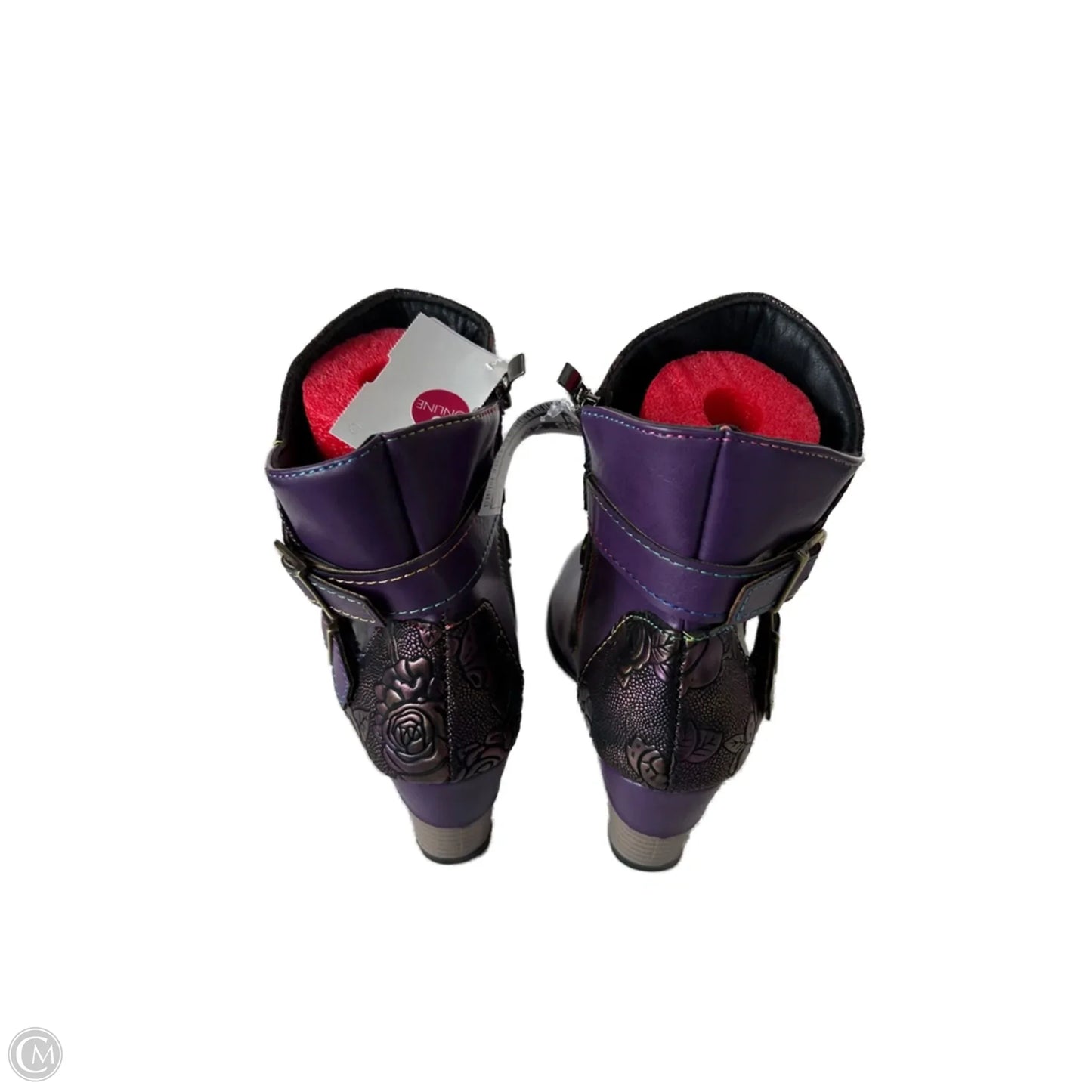 Boots Ankle Heels By Cme In Purple, Size: 7.5