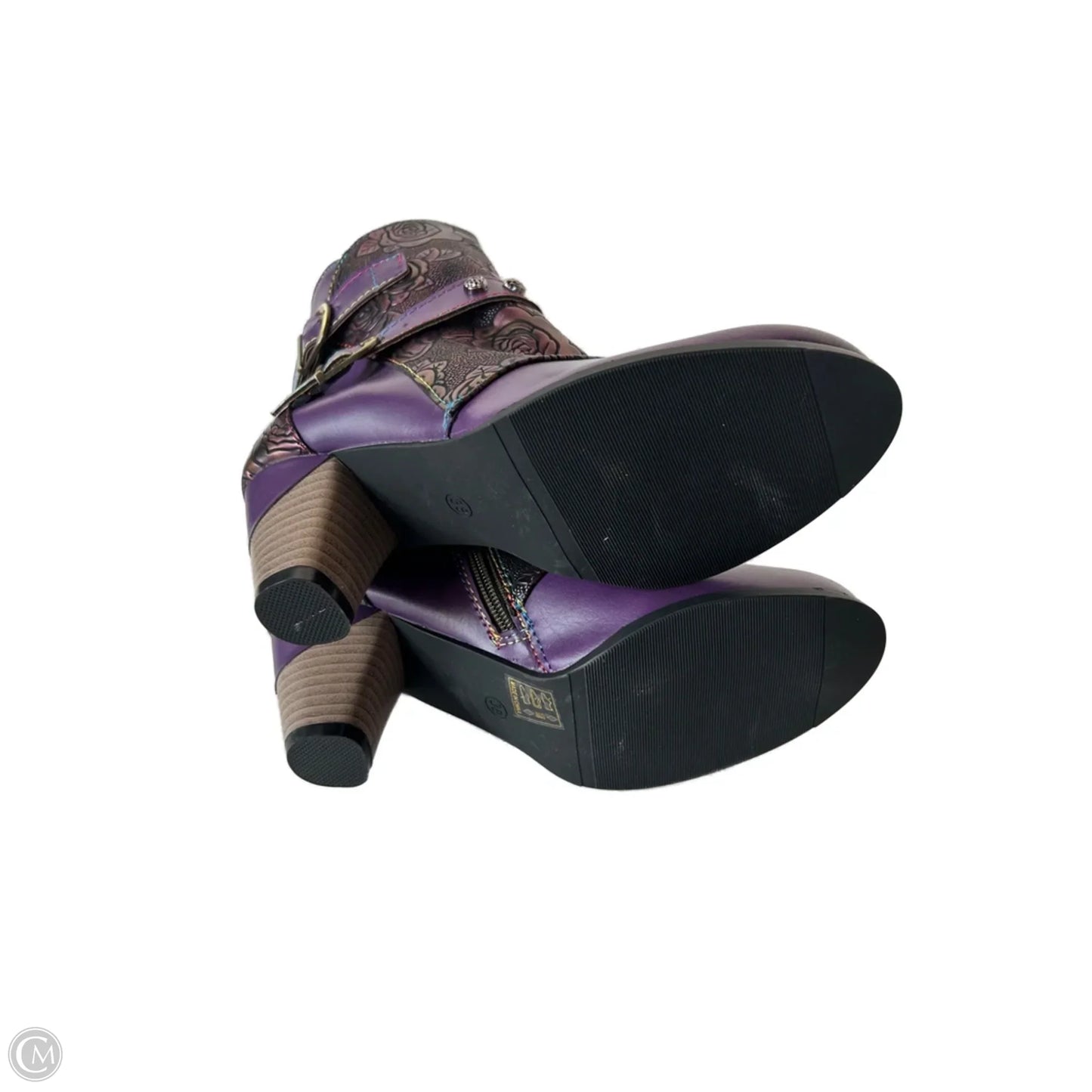 Boots Ankle Heels By Cme In Purple, Size: 7.5