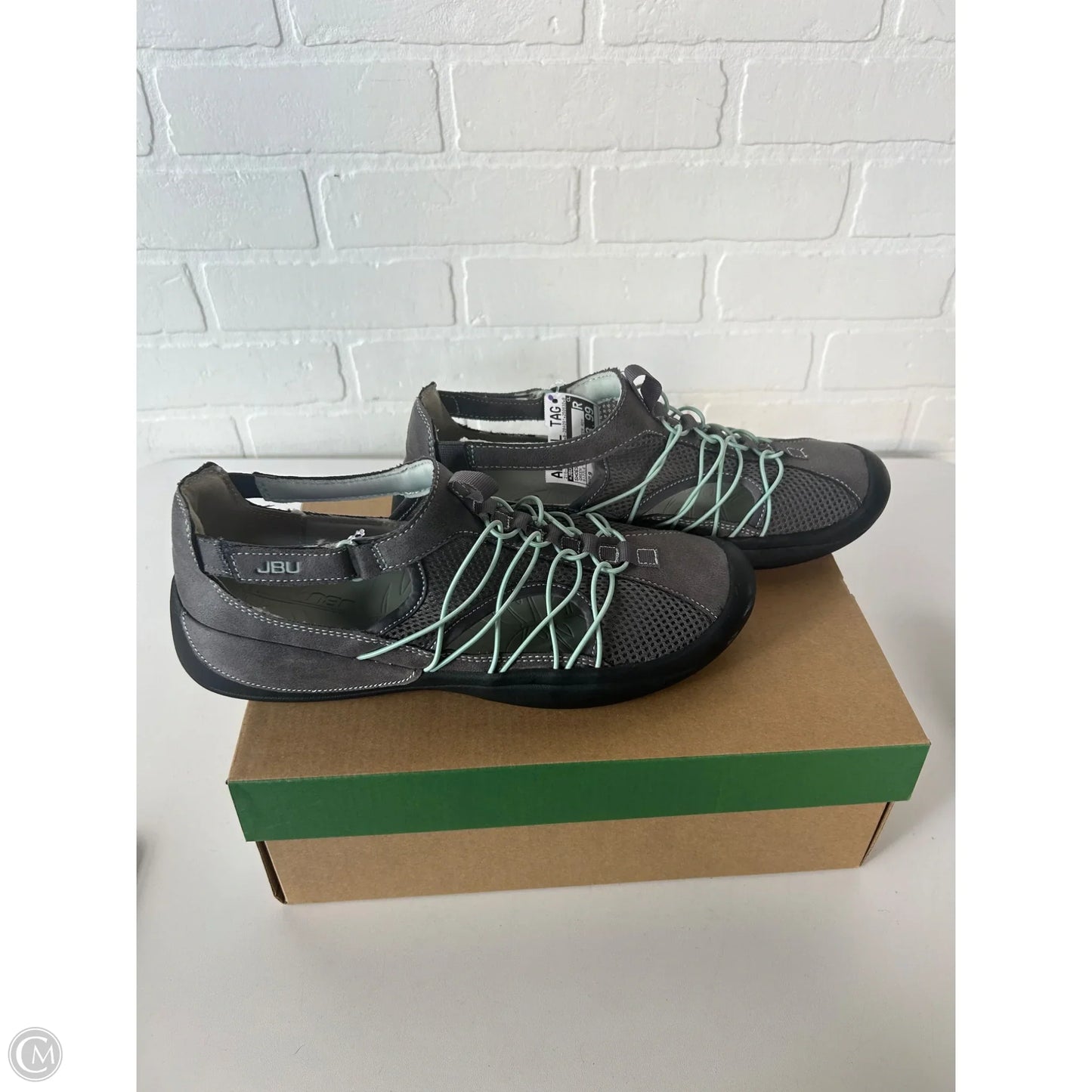 Shoes Flats By Jbu By Jambu In Green & Grey, Size: 9