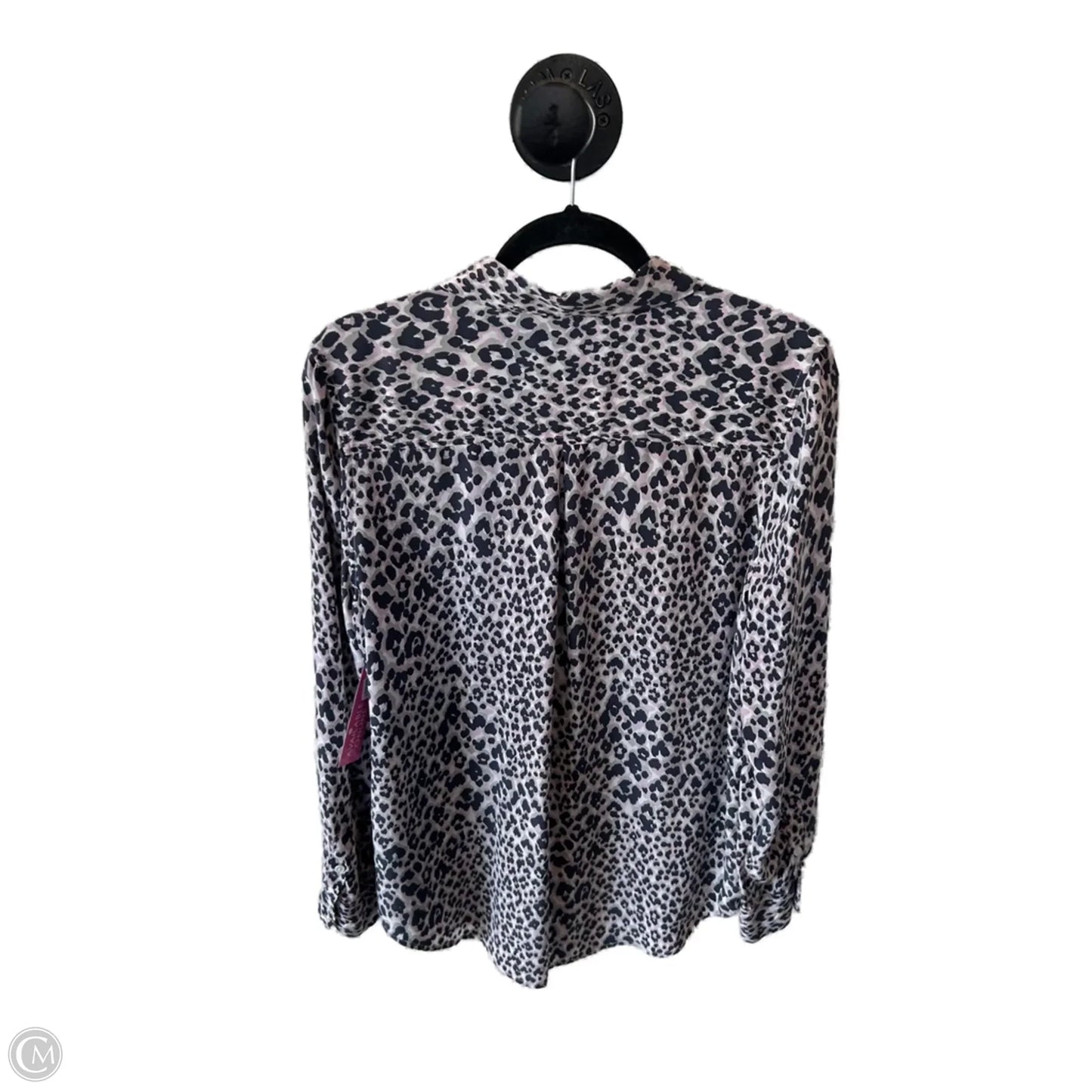 Top Long Sleeve By Equipment In Grey & Pink, Size: L