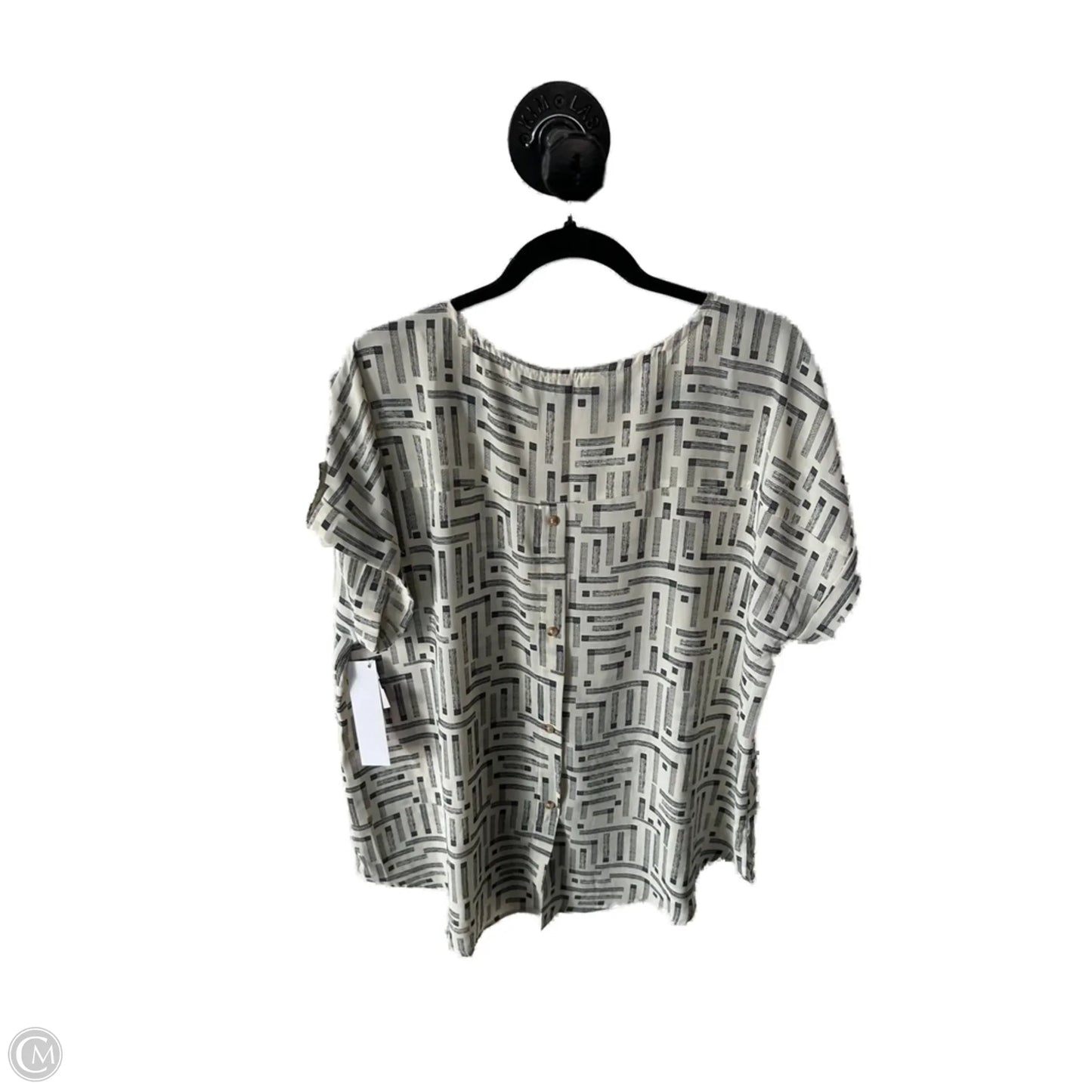 Top Short Sleeve By Blu Pepper In Grey & White, Size: 2x