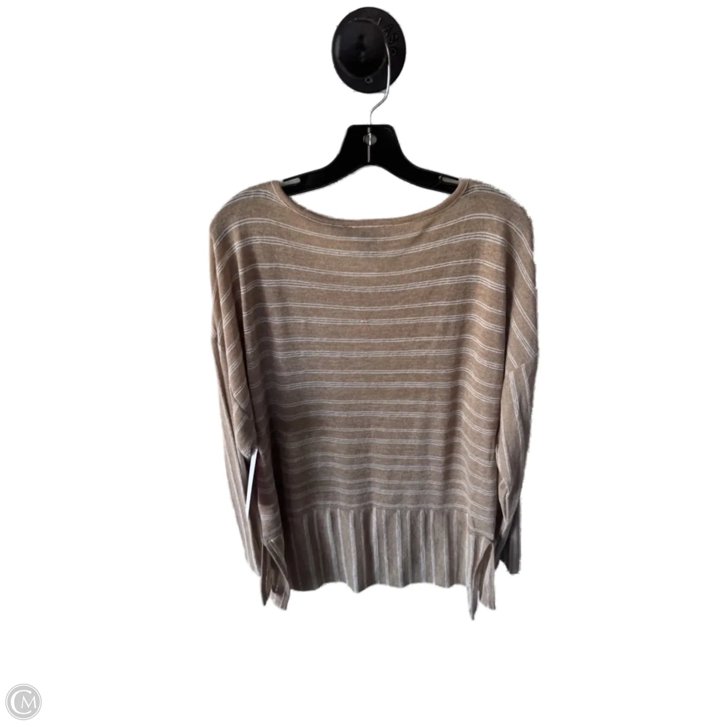 Top Long Sleeve By Nine West In Tan & White, Size: L