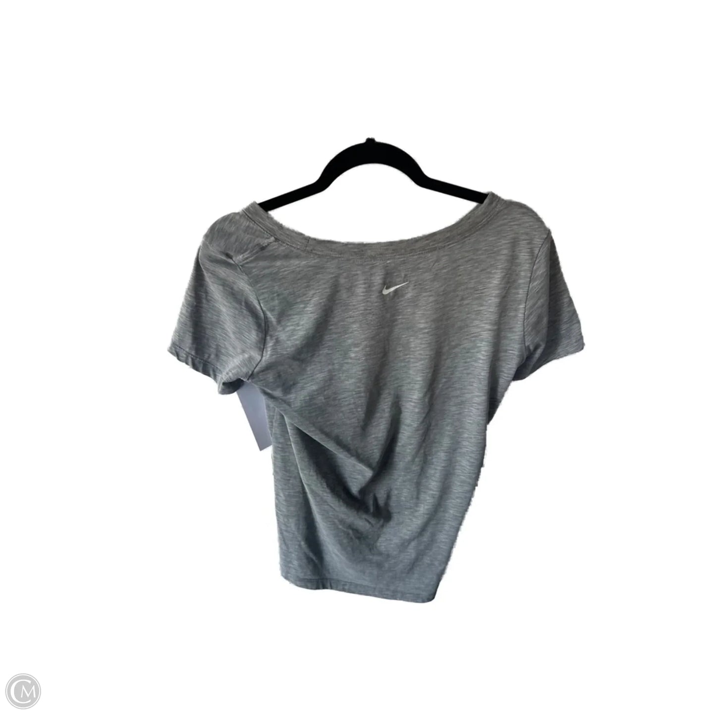 Athletic Top Short Sleeve By Nike In Grey & White, Size: S