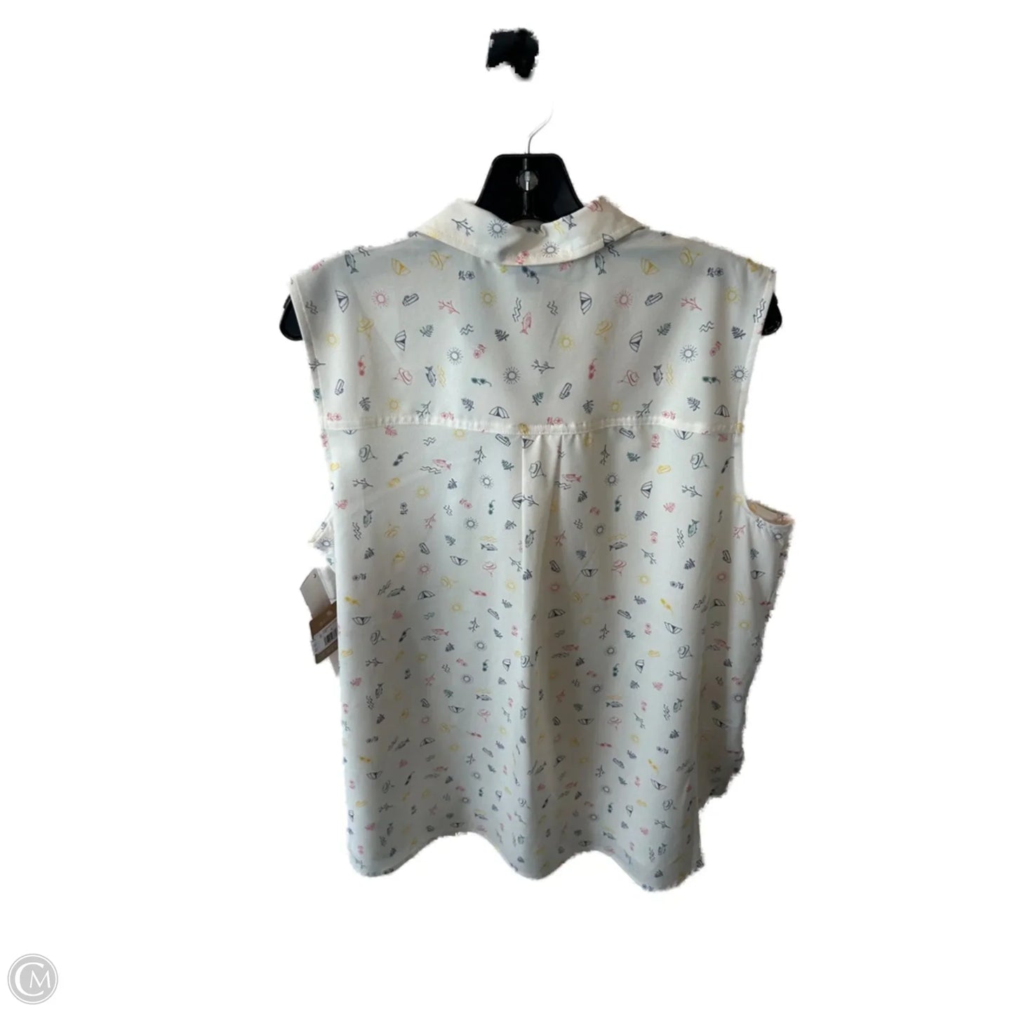 Top Sleeveless By Eddie Bauer In Cream & Pink, Size: Xl