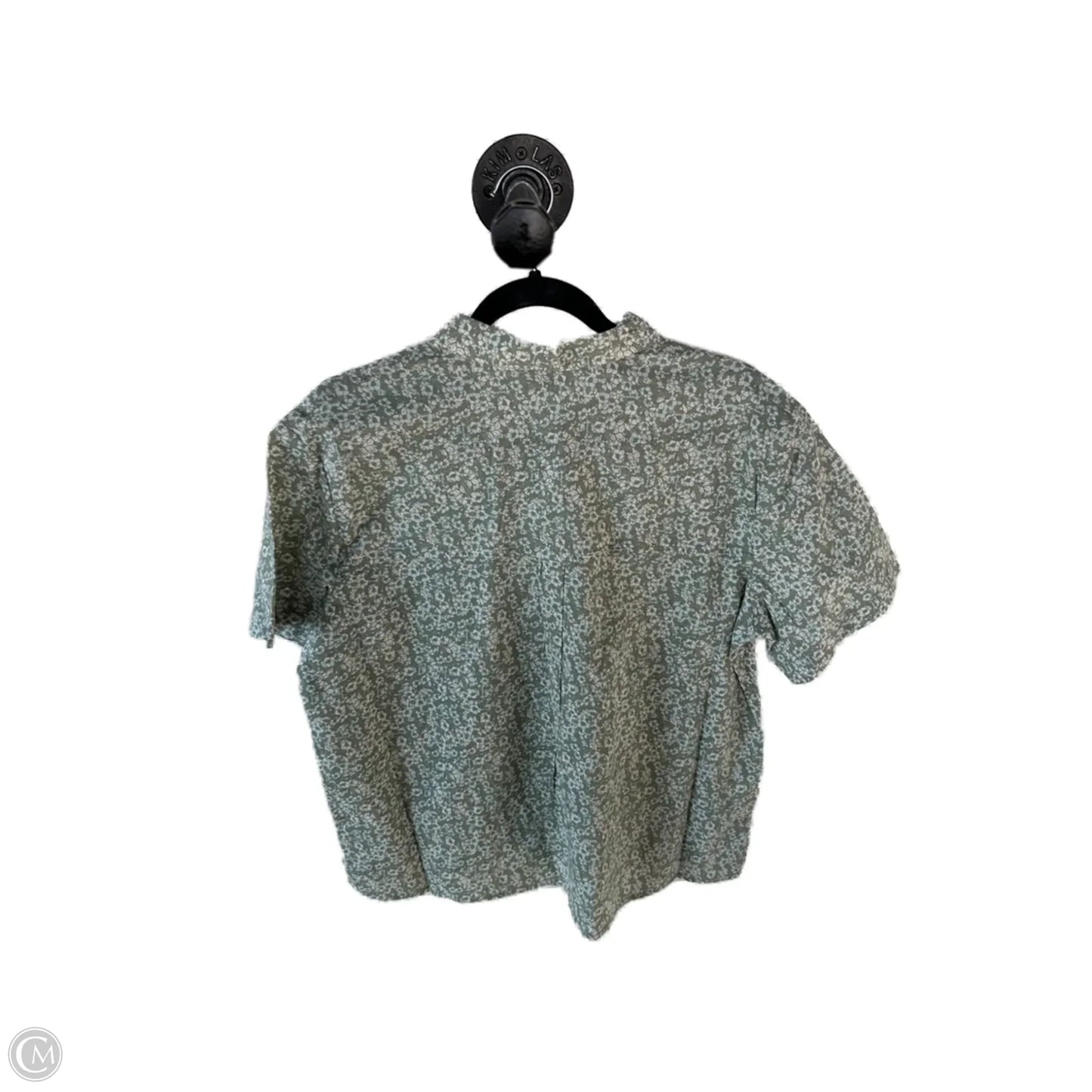 Top Short Sleeve By Eddie Bauer In Green & White, Size: L