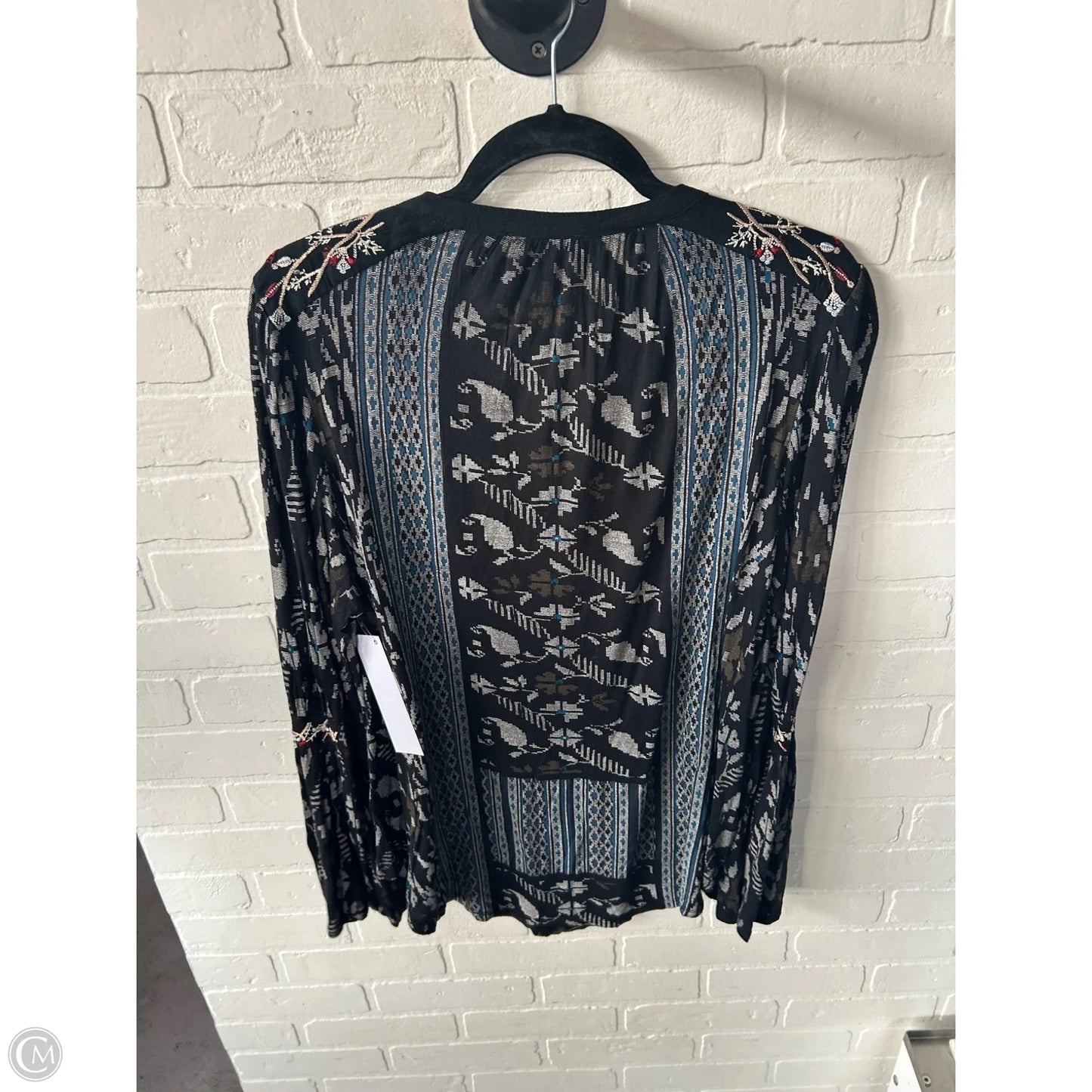 Top Long Sleeve By Lucky Brand In Black & Grey, Size: L