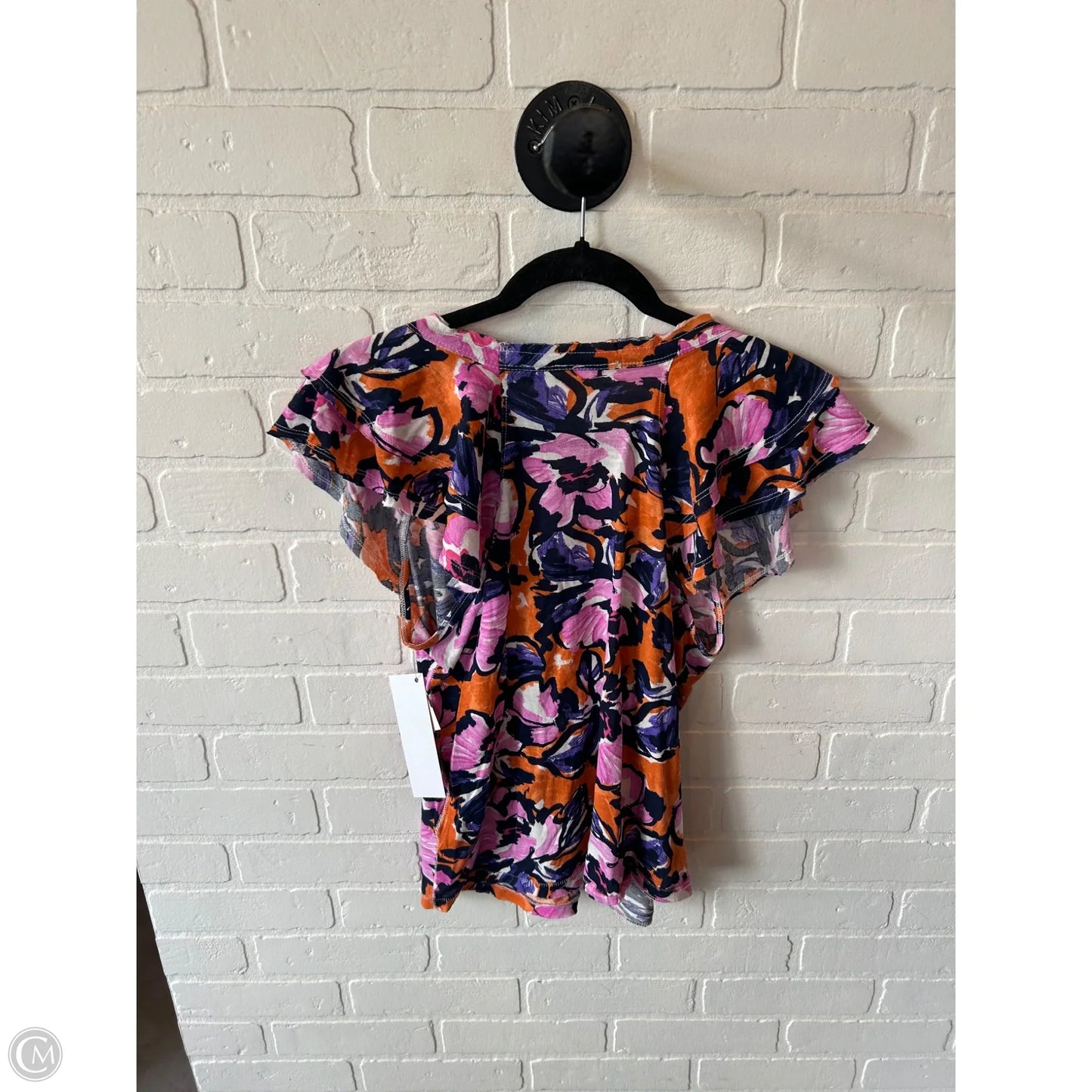 Top Short Sleeve By Maeve In Orange & Pink, Size: S