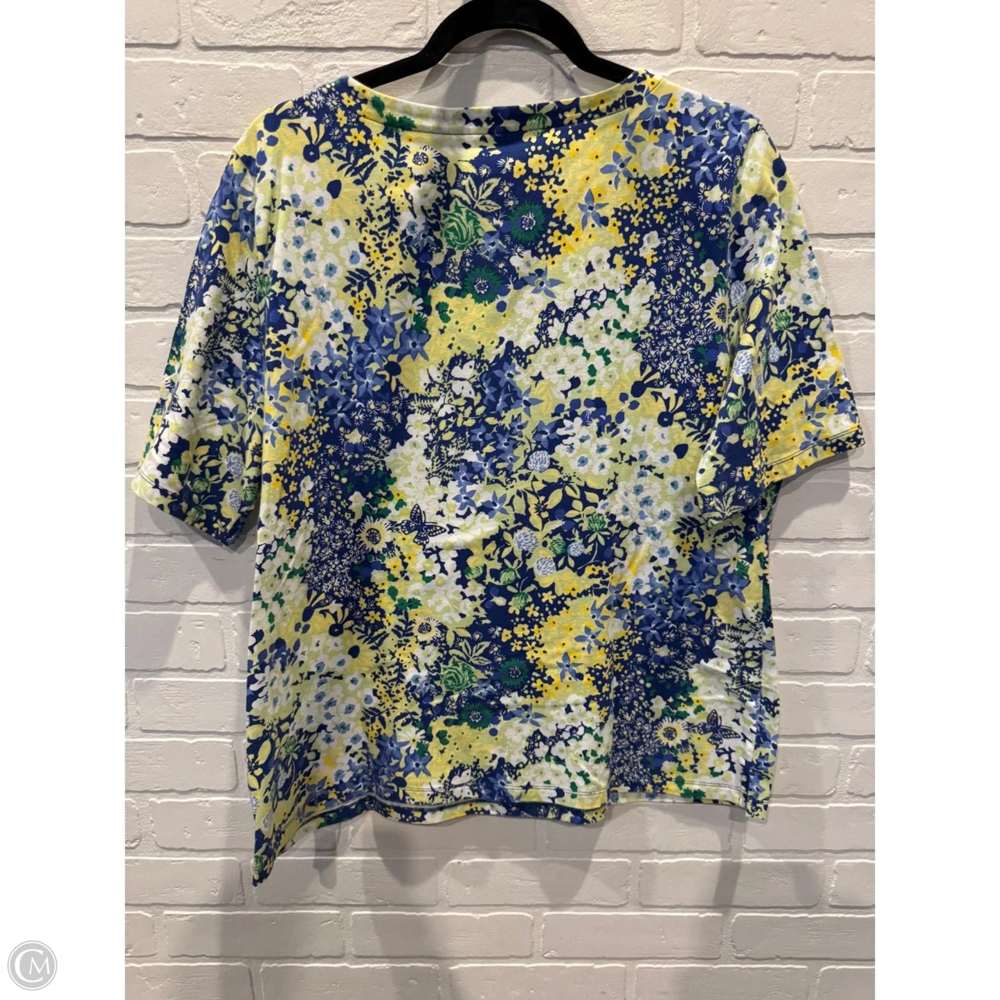 Top Short Sleeve By Talbots In Blue & Yellow, Size: Xl